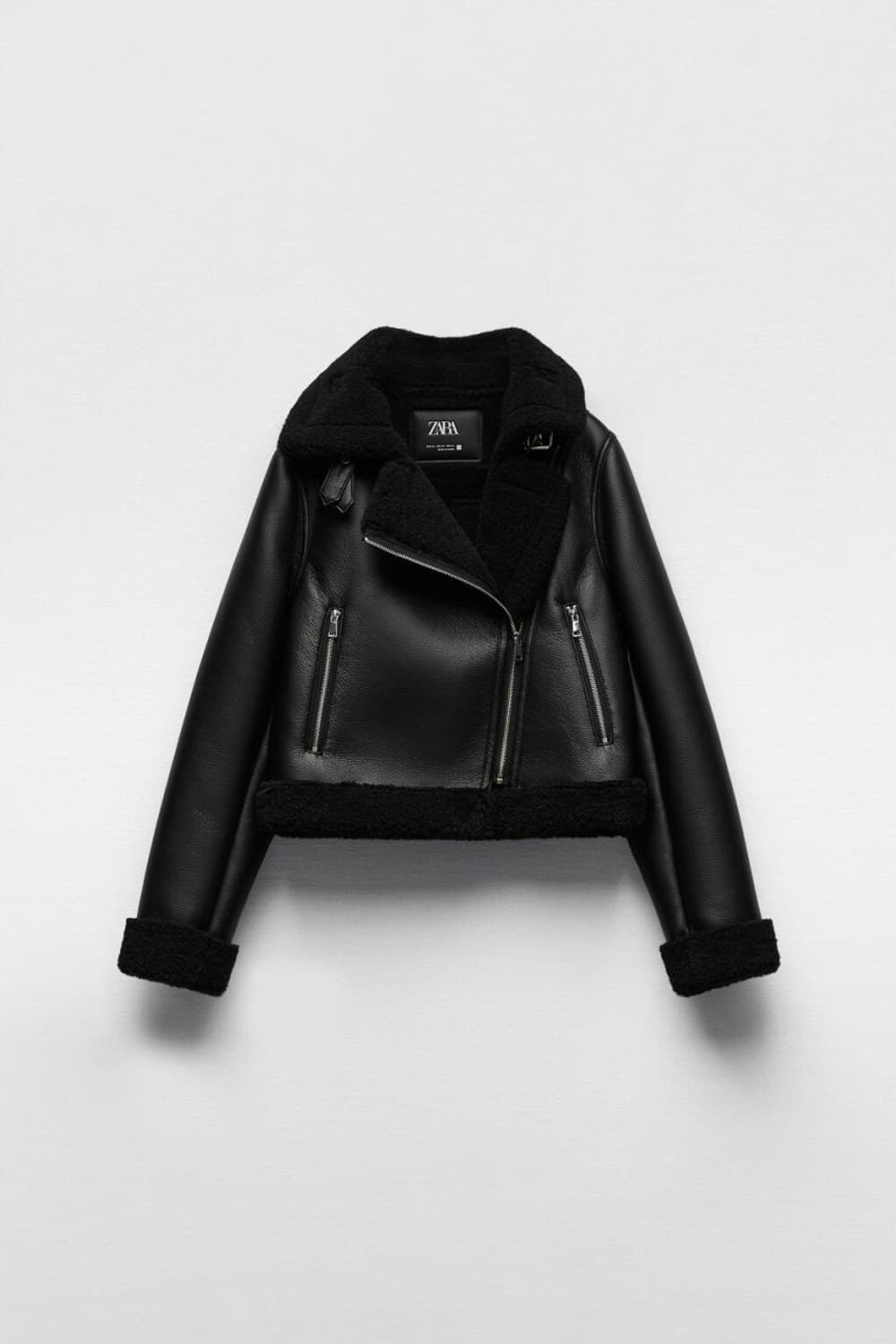 자라 블랙 레더 라이더 무스탕 상품이미지7