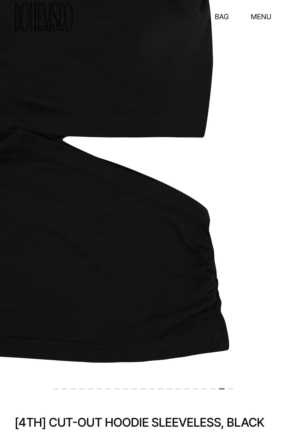 보헤미안서울) CUT-OUT HOODIE SLEEVELESS BK F 상품이미지7