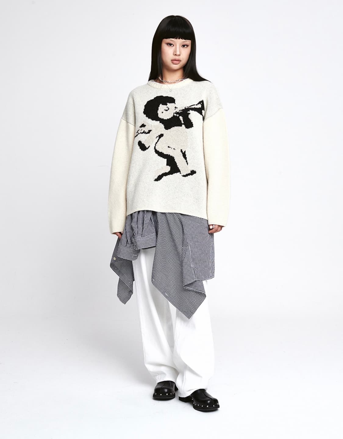 원더비지터 울 펑크 엔젤 니트 / 아이보리 상품이미지2