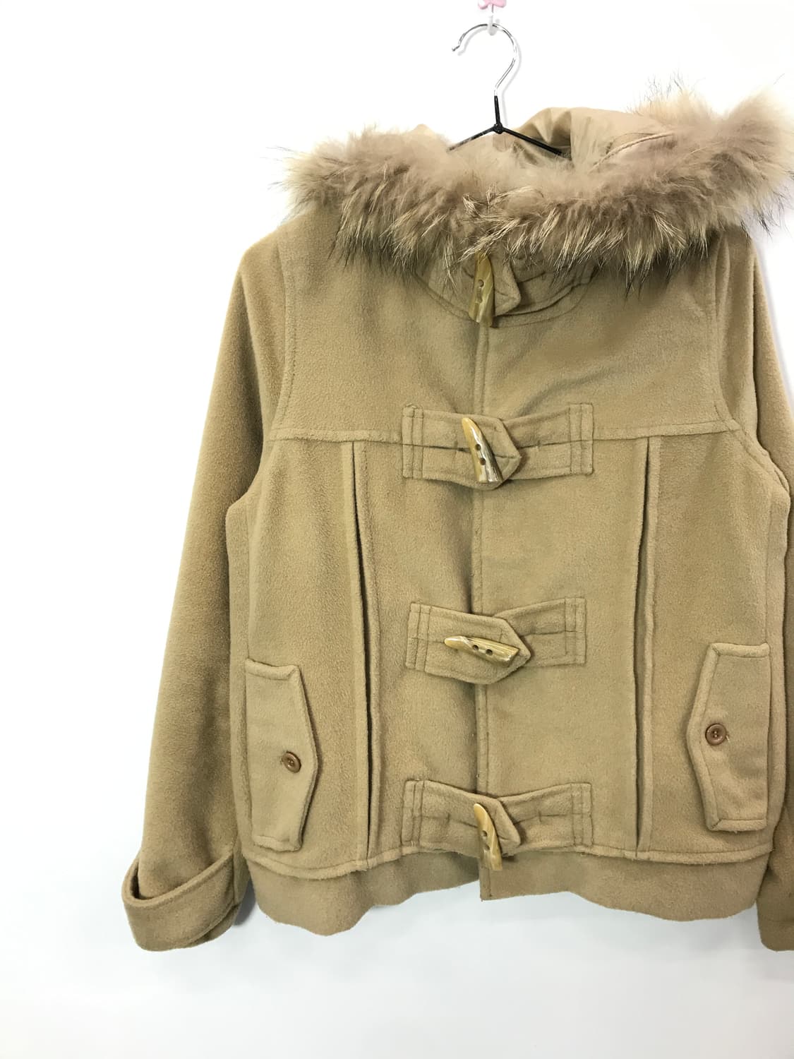 Jpn Beige Fur-Trimmed Hooded Duffle Coat 상품이미지7