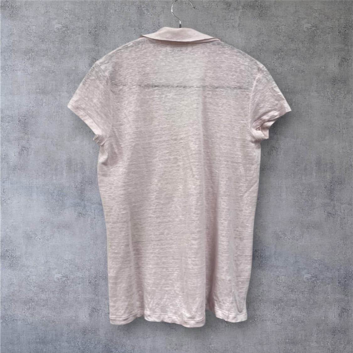 질샌더 Jil Sander 라이트핑크 린넨 오픈카라 반팔 티셔츠 S 상품이미지6