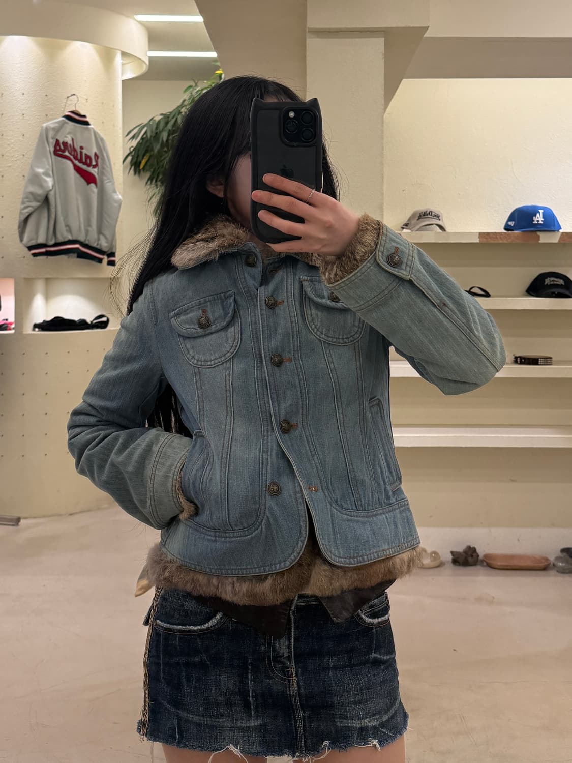 빈티지 y2k 토끼털 데님 자켓 U88 상품이미지1