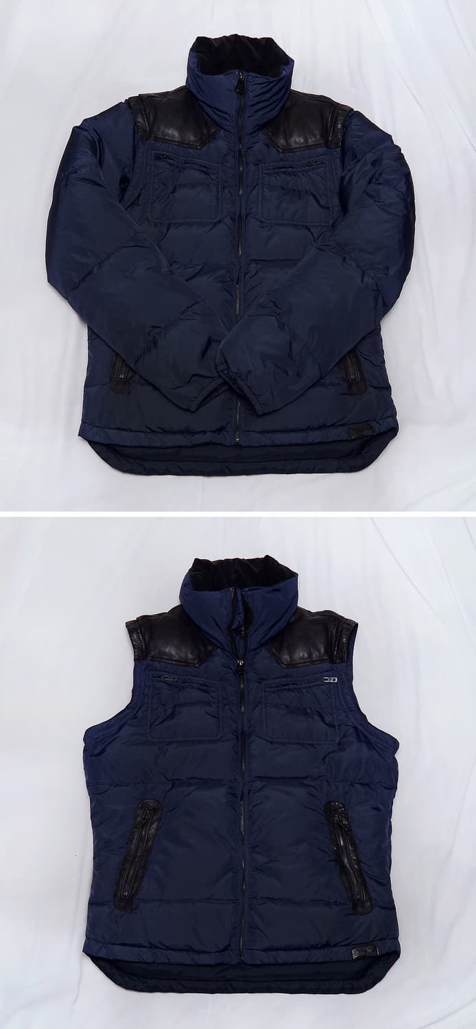 디젤 (Diesel) 레더 요크 트랜스폼 다운 패딩조끼 자켓 (100) 상품이미지3