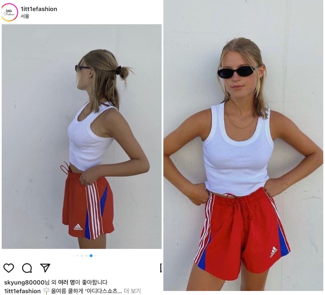 핀터레스트 아디다스 레드 쇼츠 상품이미지1