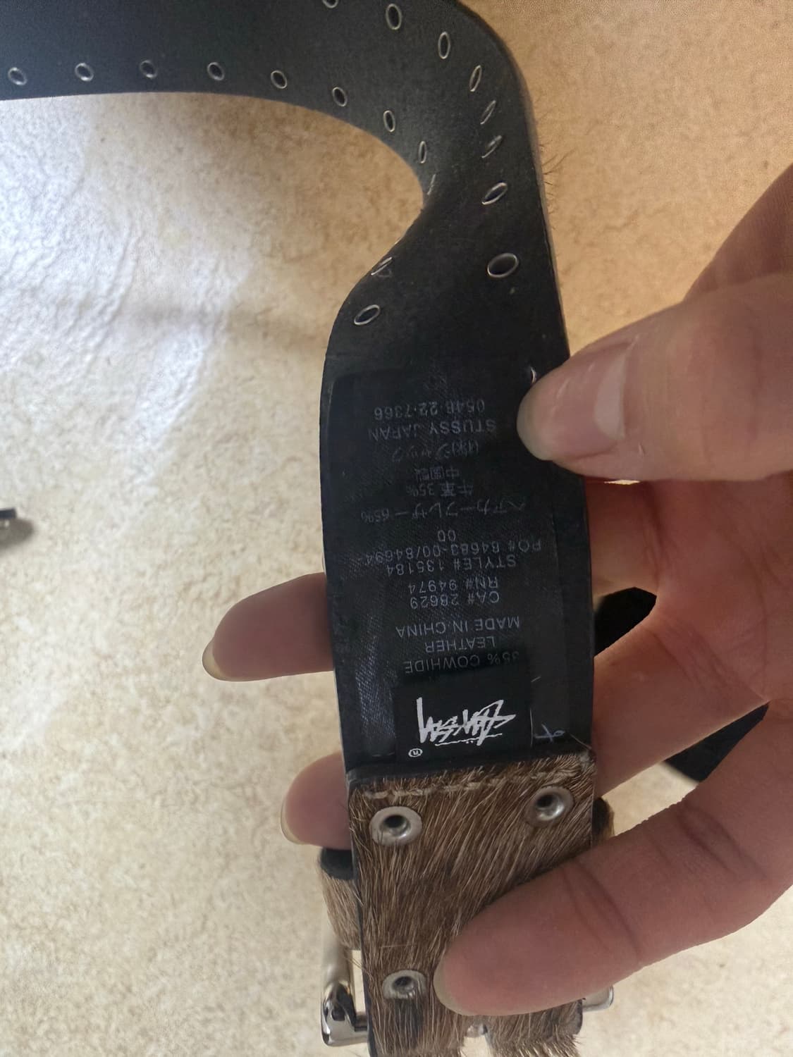 스투시 8볼 스터드 벨트 로우 카우하이드 헤어 L/XL 상품이미지4