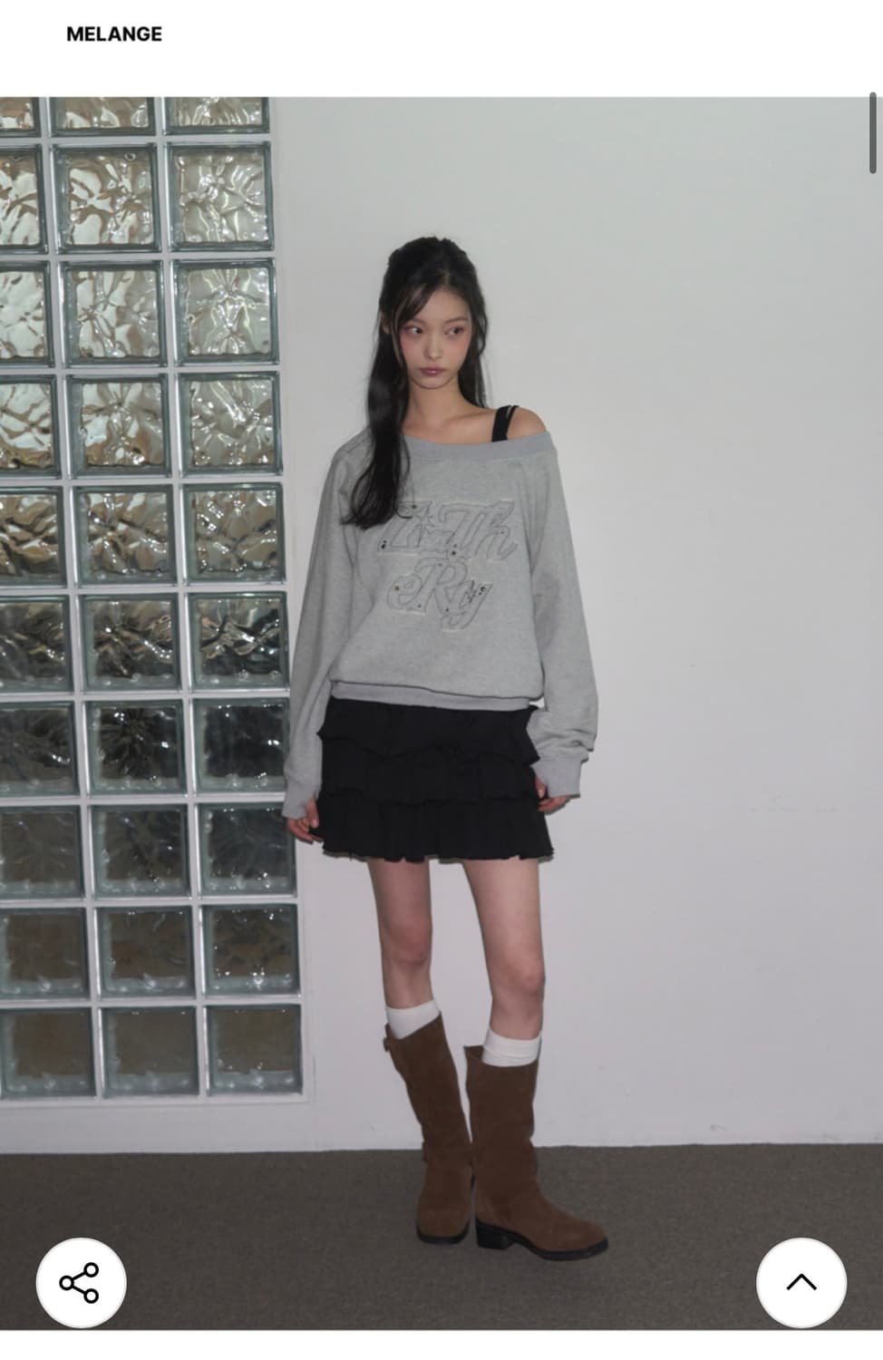 (FREE) 레더리 오프숄더 아플리케 스웻셔츠 [MELANGE] 판매 상품이미지6