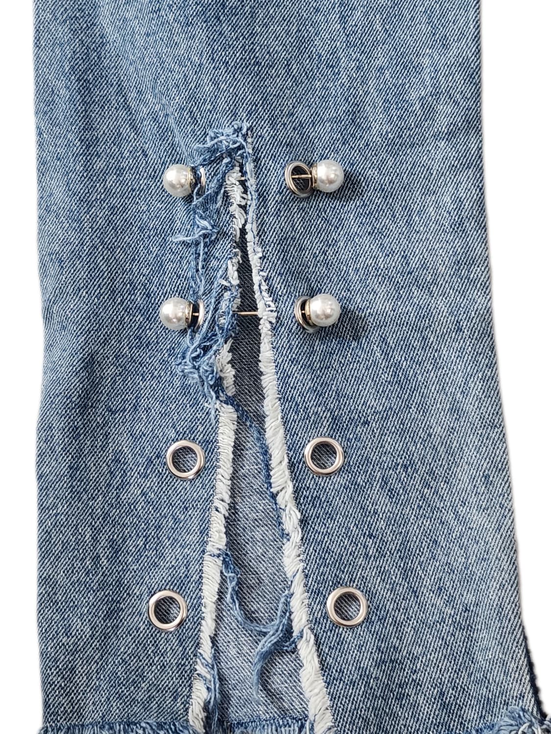 뒷절개 무파진 데미지진 여성S 상품이미지2