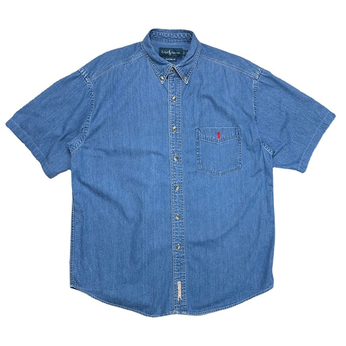 폴로랄프로렌 클래식 핏 레드포니 포켓 데님 반팔 셔츠 L 상품이미지1