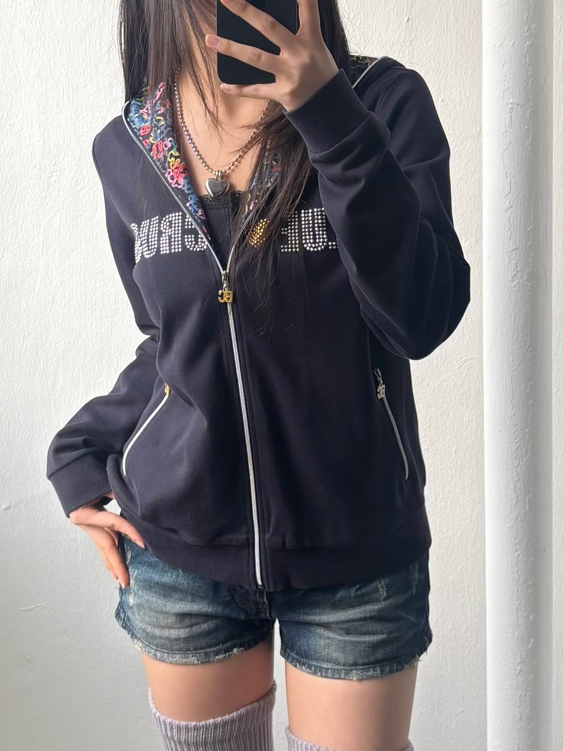 Vintage Cubic Skull Hood Zip-Up 상품이미지2