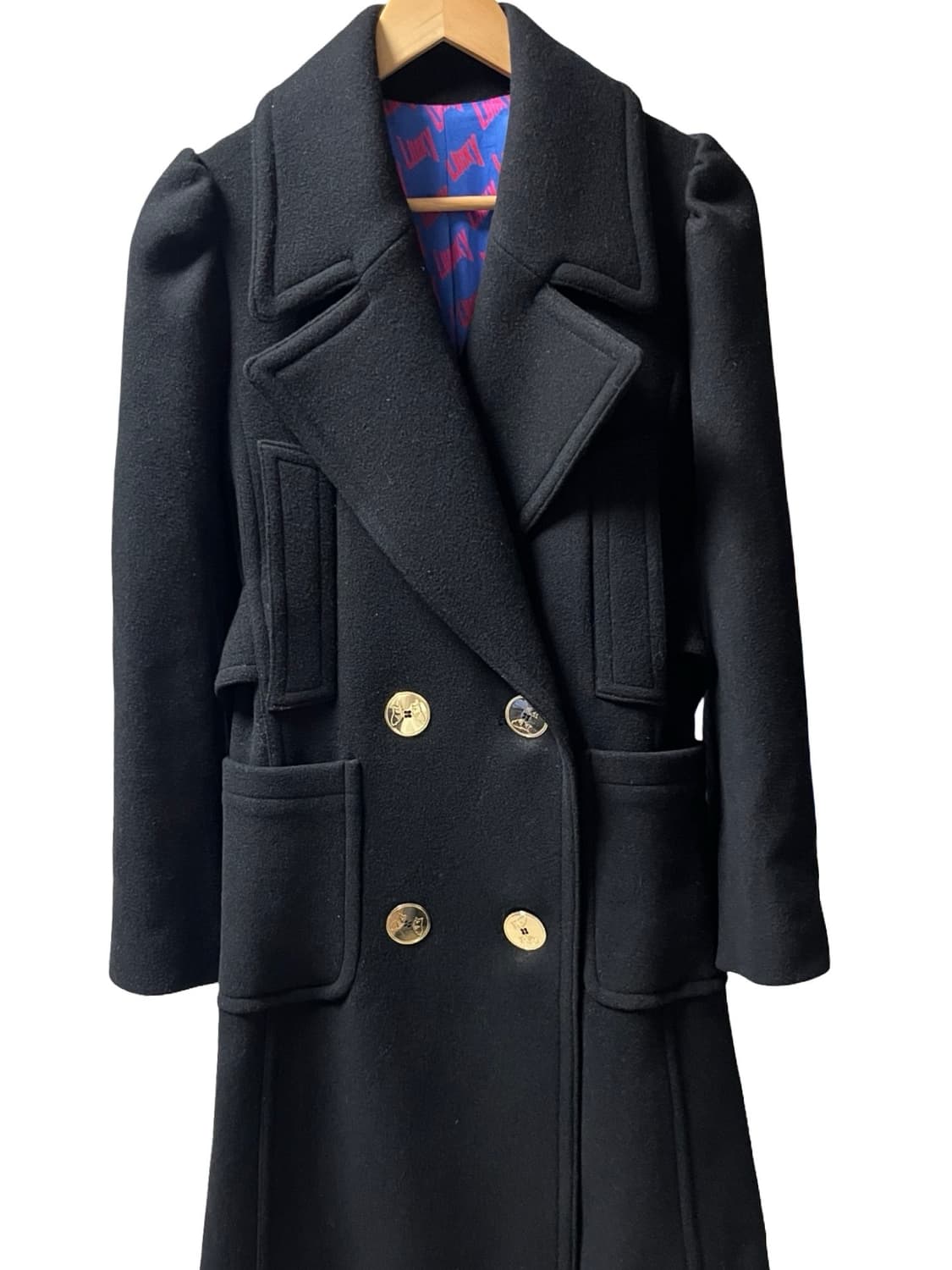 럭키슈에뜨 금장 더블 코트 블랙 상품이미지2