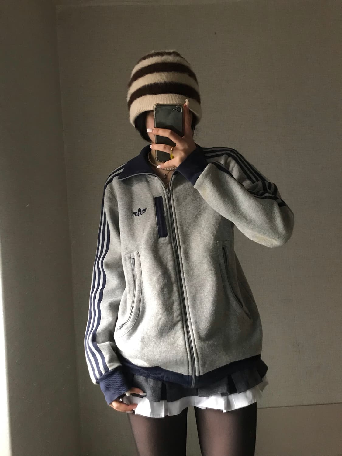 아디다스 그레이 네이비 코튼 파이어버드 집업 상품이미지2