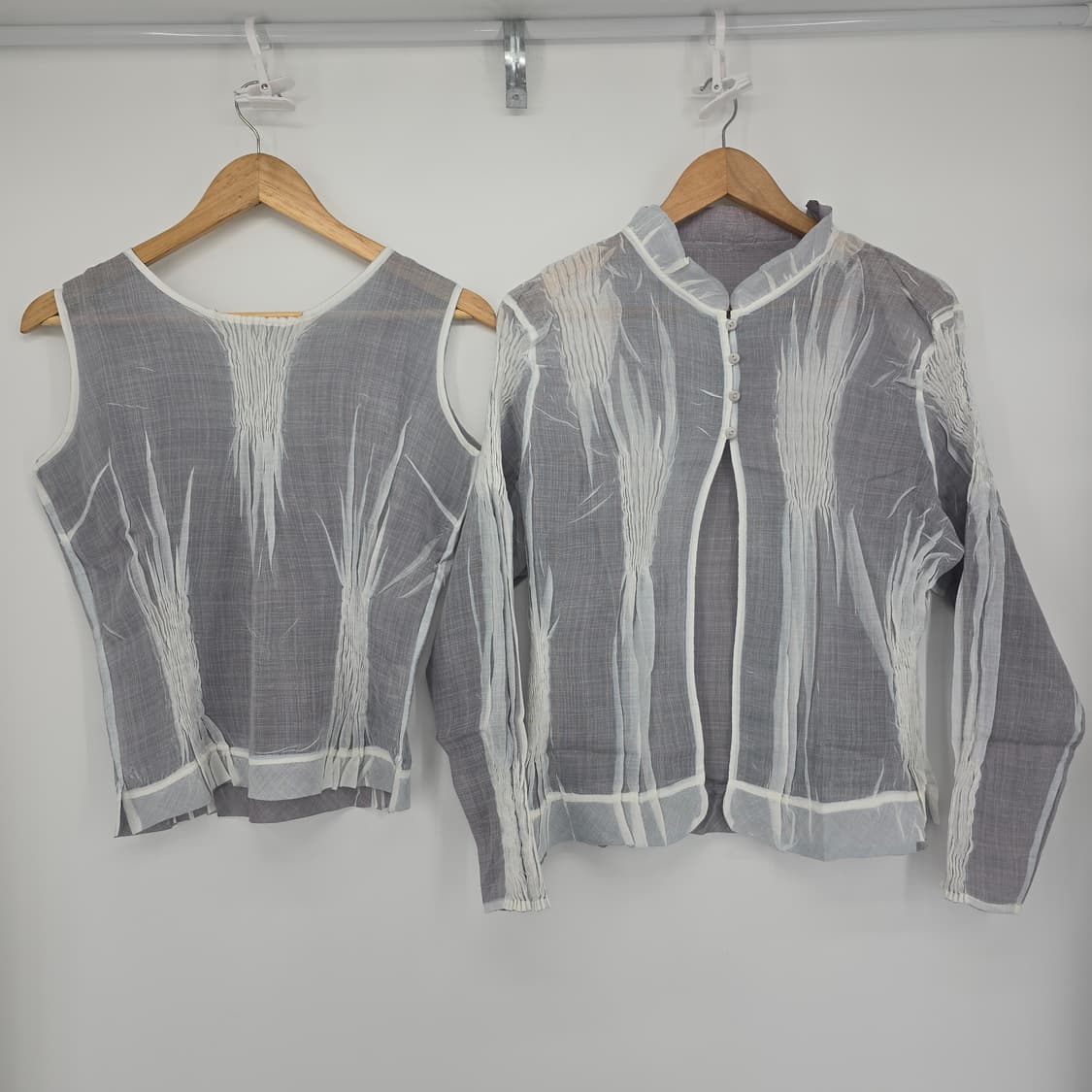 시스루 레이어드 블라우스 세트 나시+가디건 상품이미지1