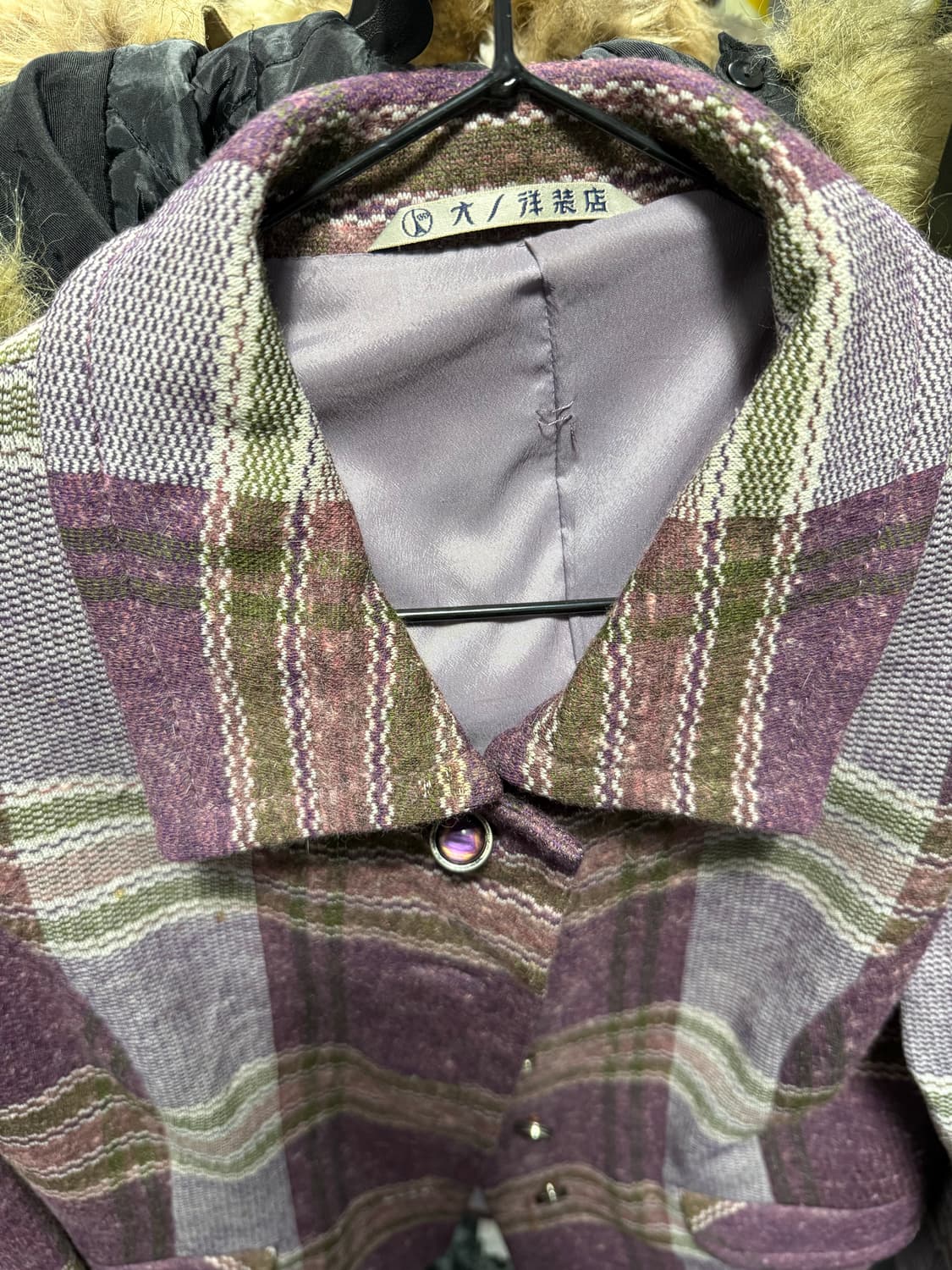 빈티지 퍼플 체크 엔틱단추 자켓 상품이미지7
