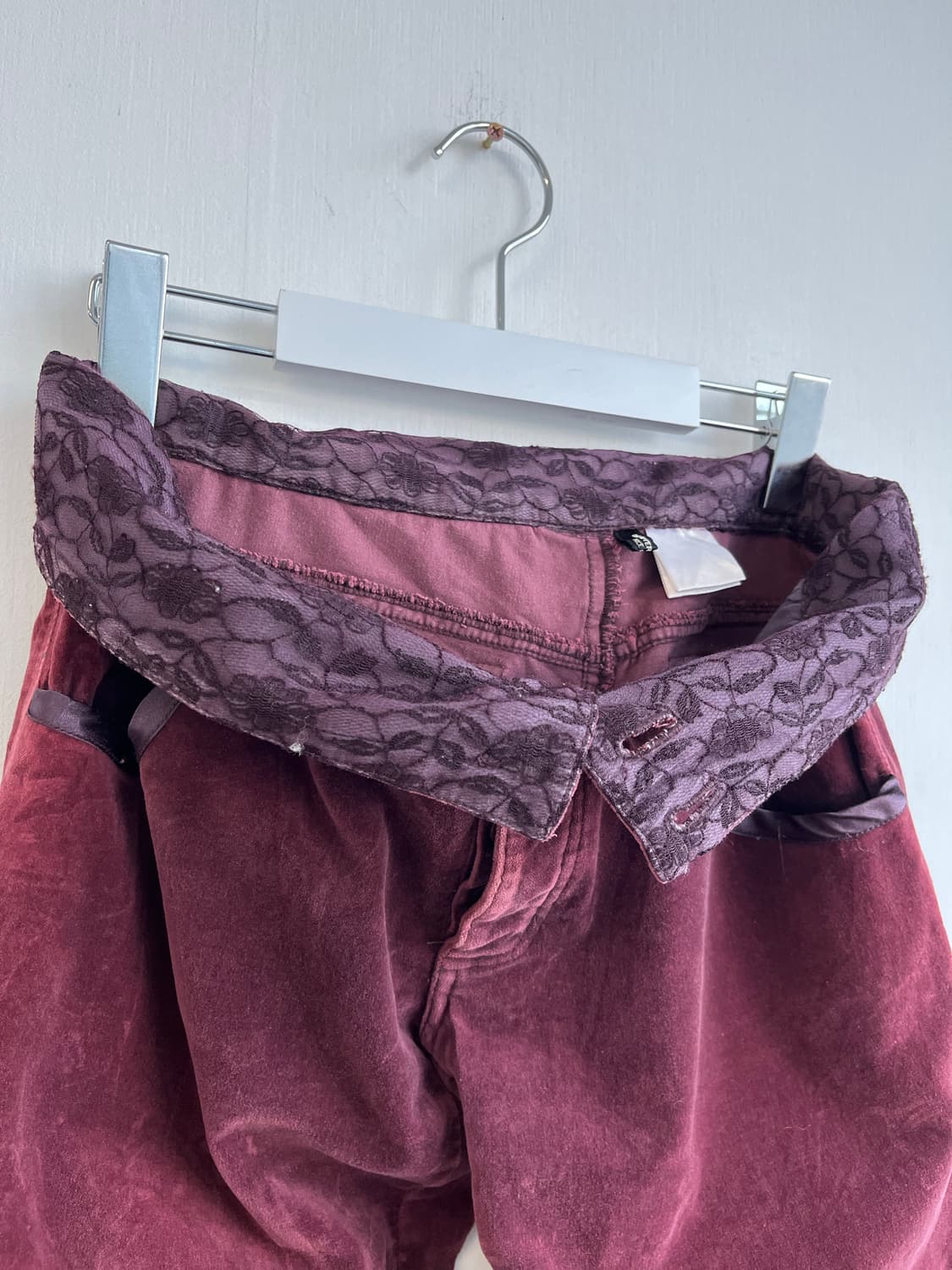 버건디 벨벳 하이웨스트 팬츠 상품이미지5