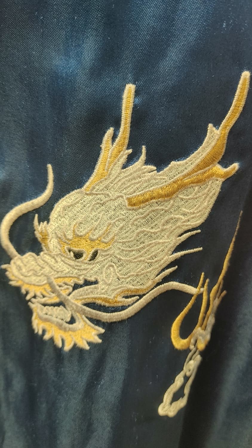 일본 빈티지 백룡 스카쟌 상품이미지4