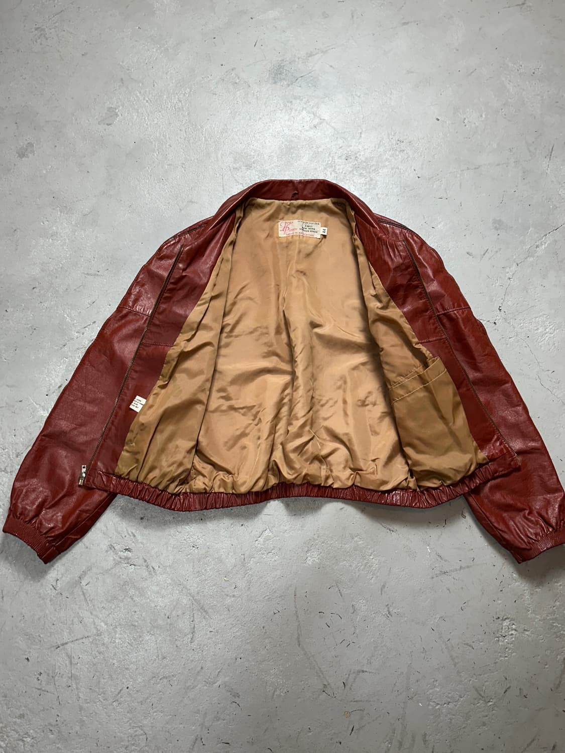 80's 빈티지 레더 자켓 오렌지 버건디 레더 봄버 아키라 상품이미지7