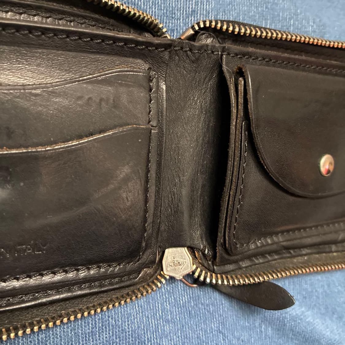 RRL 더블알엘 레더 지퍼 월렛 블랙 상품이미지5
