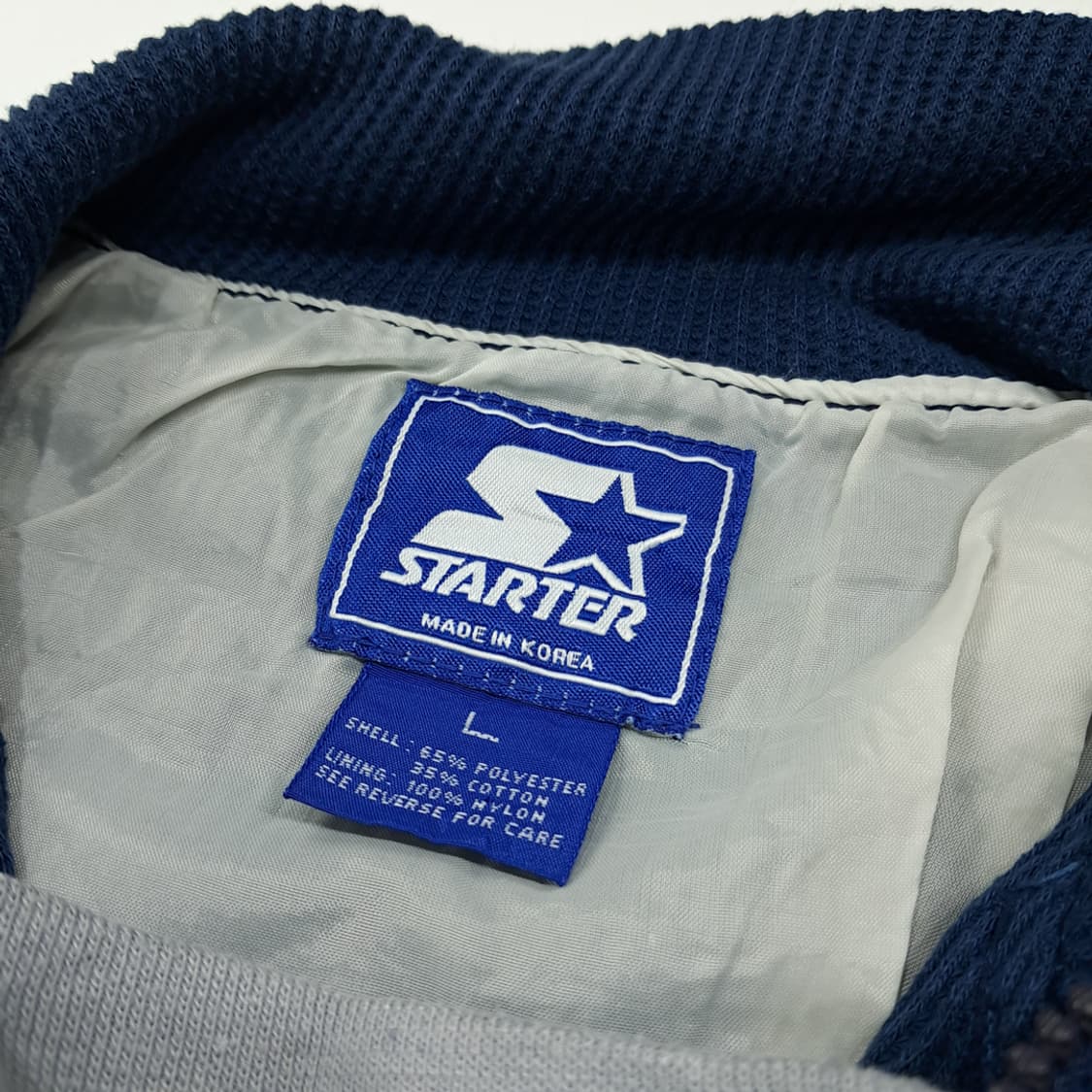 CL212 L 스타터 90s한국판 와플니트 펜스테이트 네이비 하프집업 상품이미지3