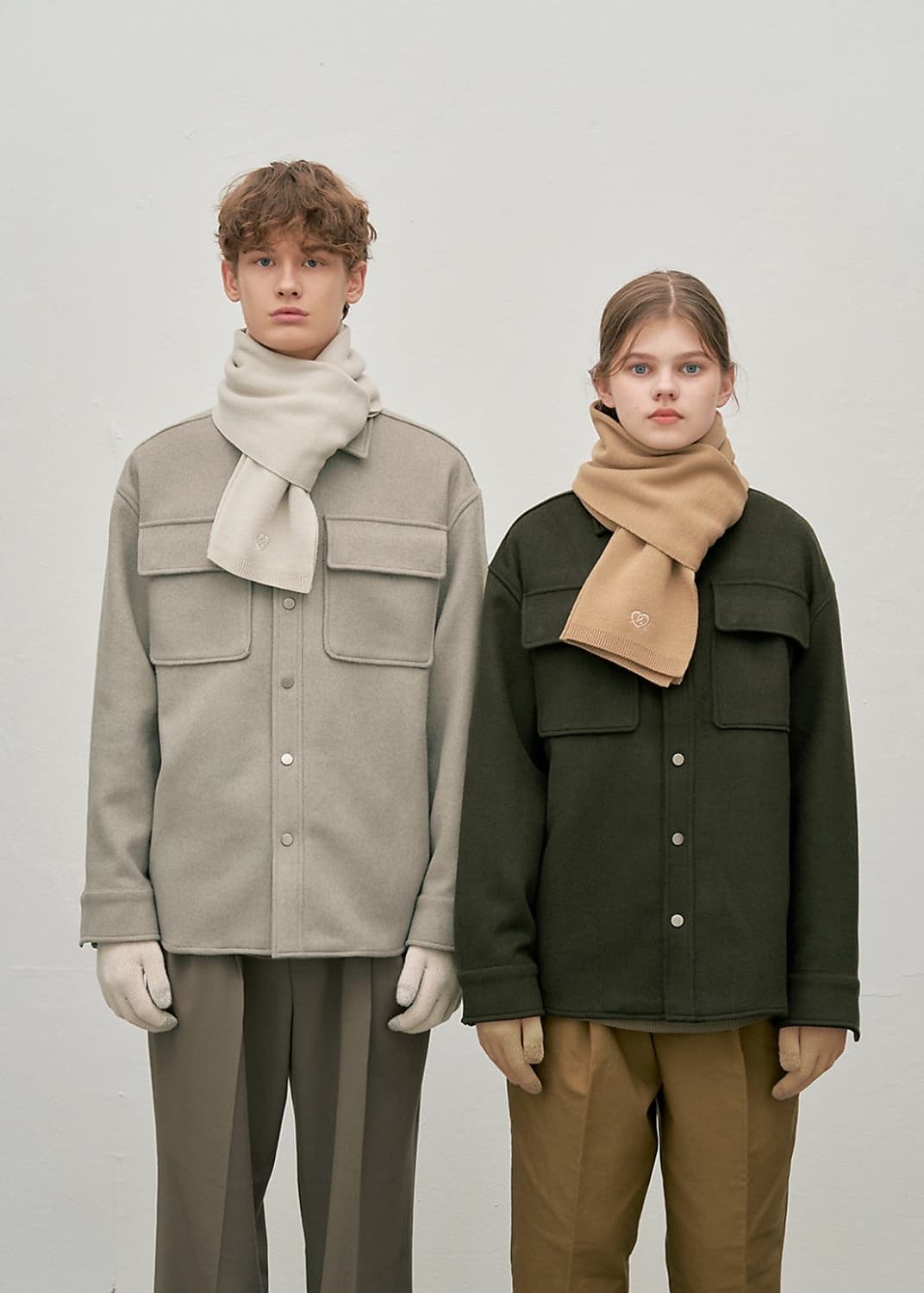 클리프 니트 목도리 장갑 세트 오트밀 컬러 상품이미지1