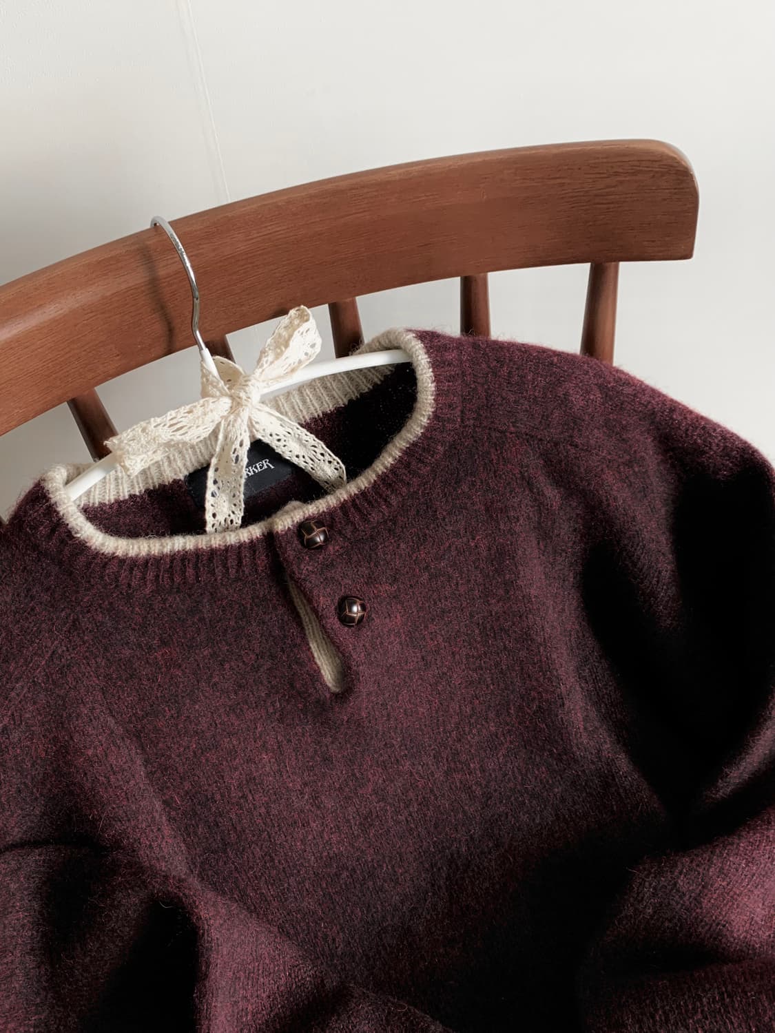 울 100 딥 버건디 보카시 래글런 니트 상품이미지1