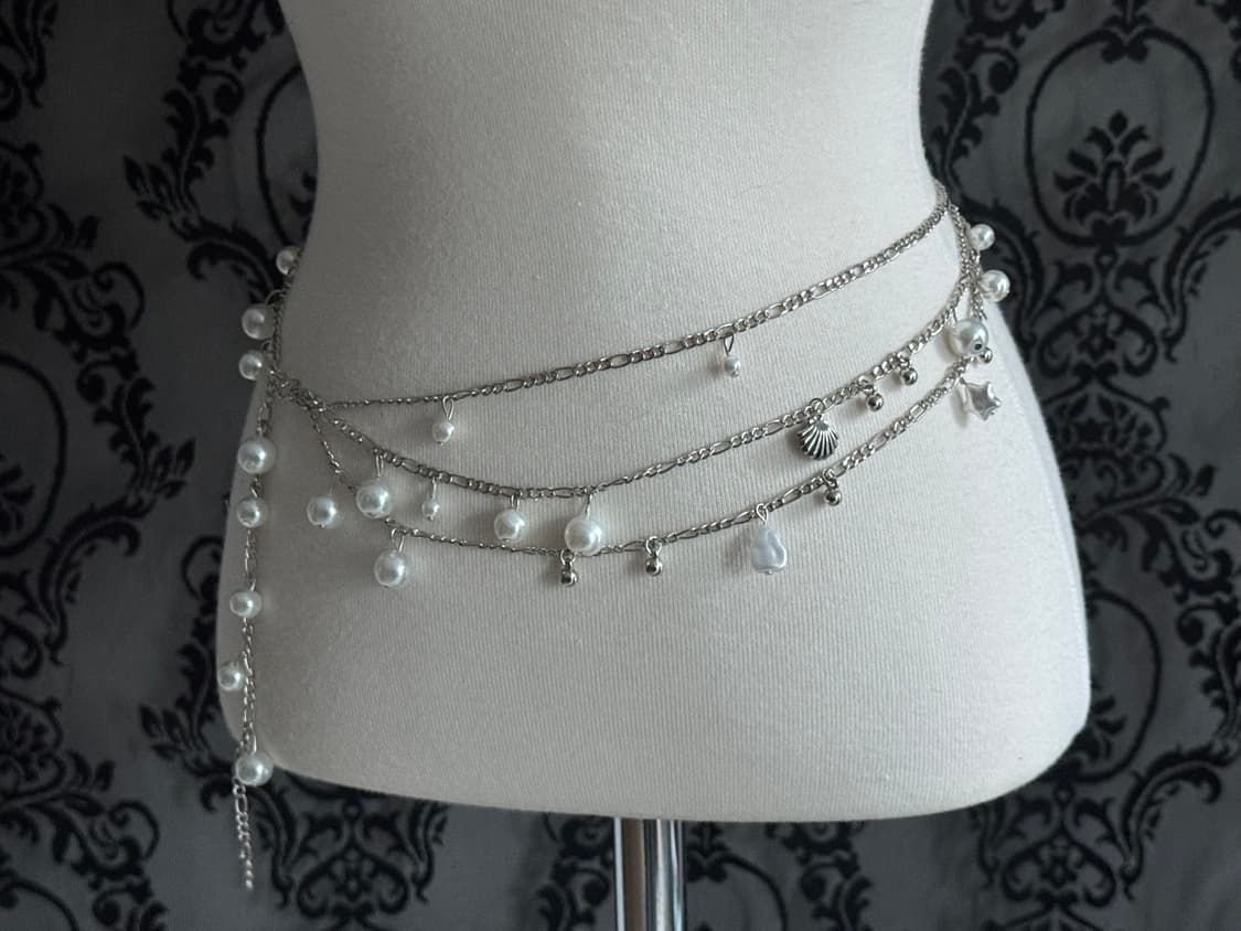 진주 y2k 레이어드 체인벨트 새상품 상품이미지1