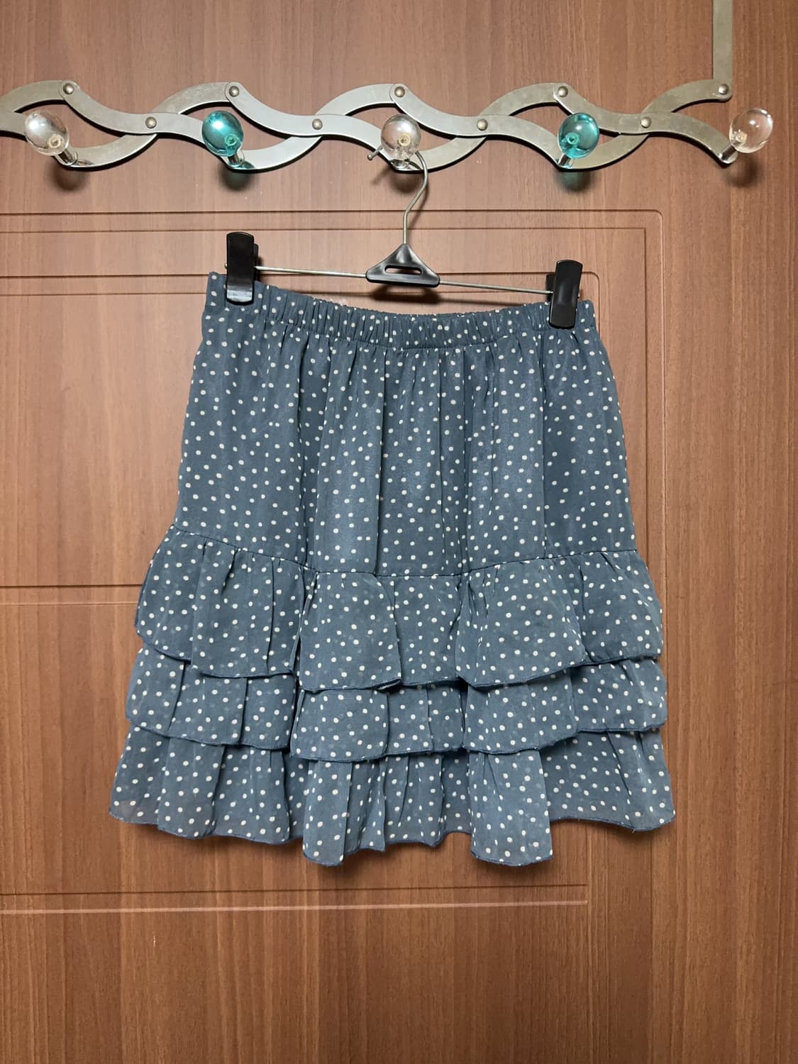 일본 빈티지 하구미 모리걸 블루 쉬폰 도트 캉캉 스커트 상품이미지1