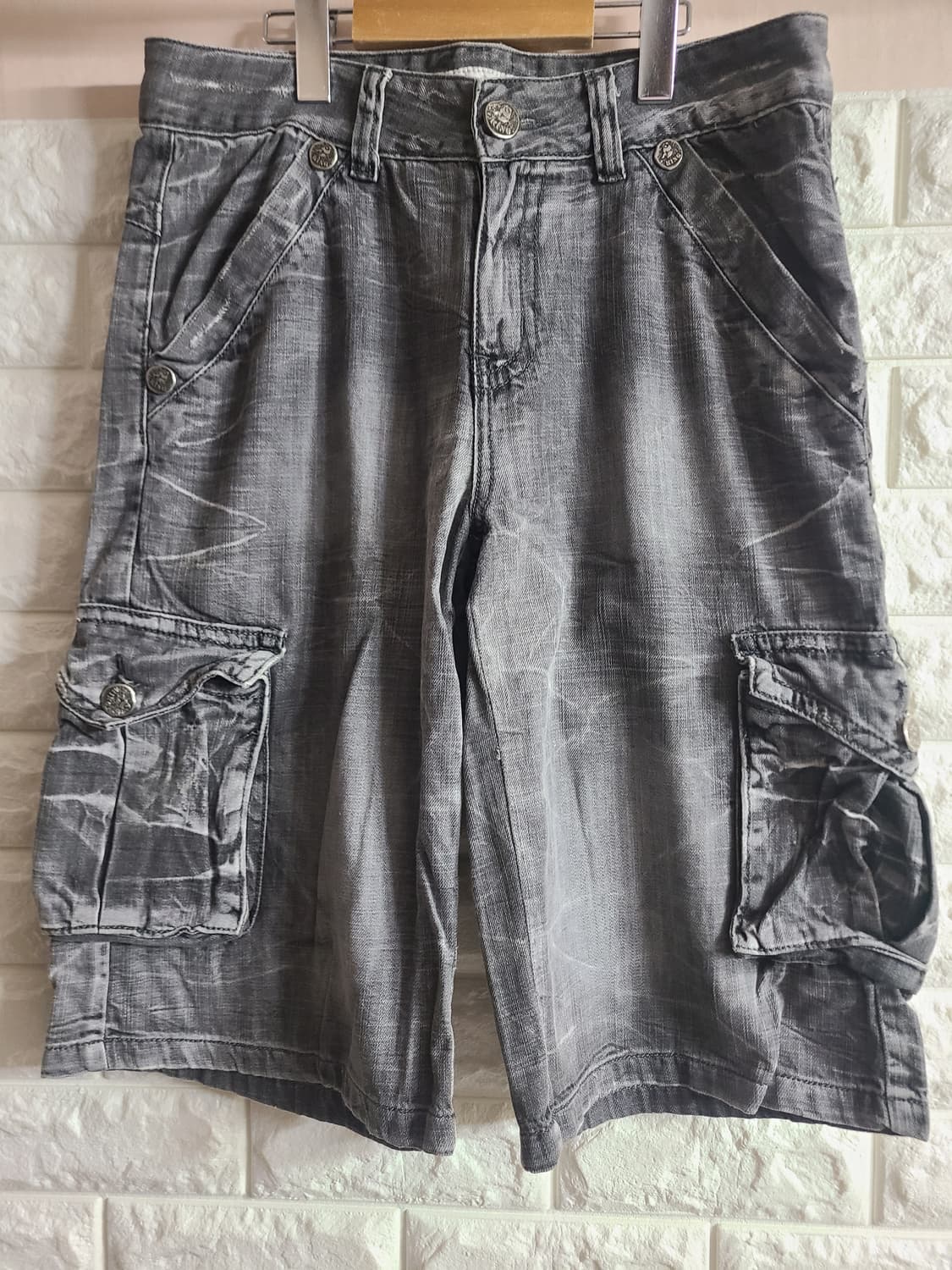 빈티지워싱 그레이 데님반바지(30-32) 상품이미지1
