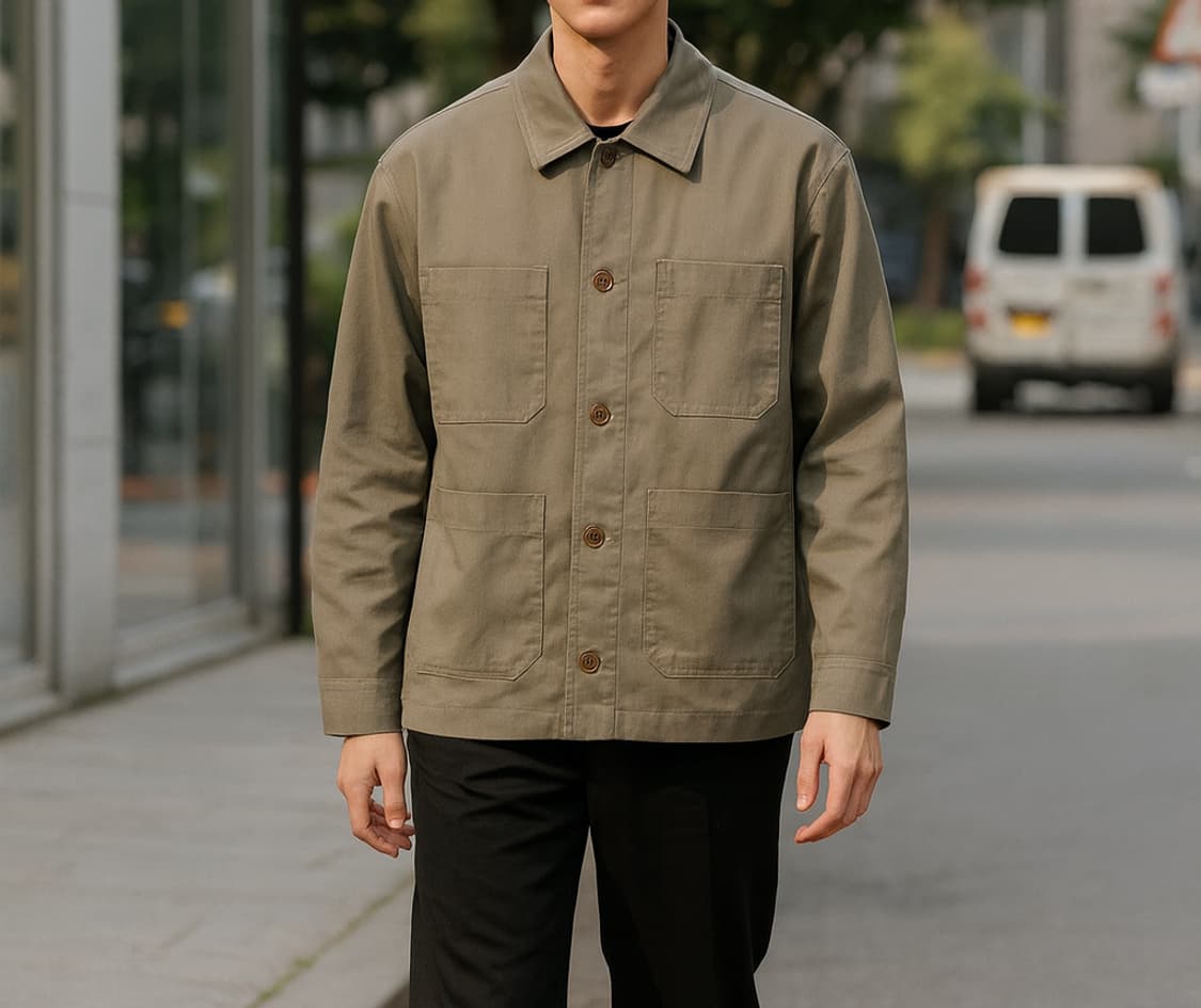 T.I FOR MEN 코튼 셔츠 카키_호칭48(100) 상품이미지1