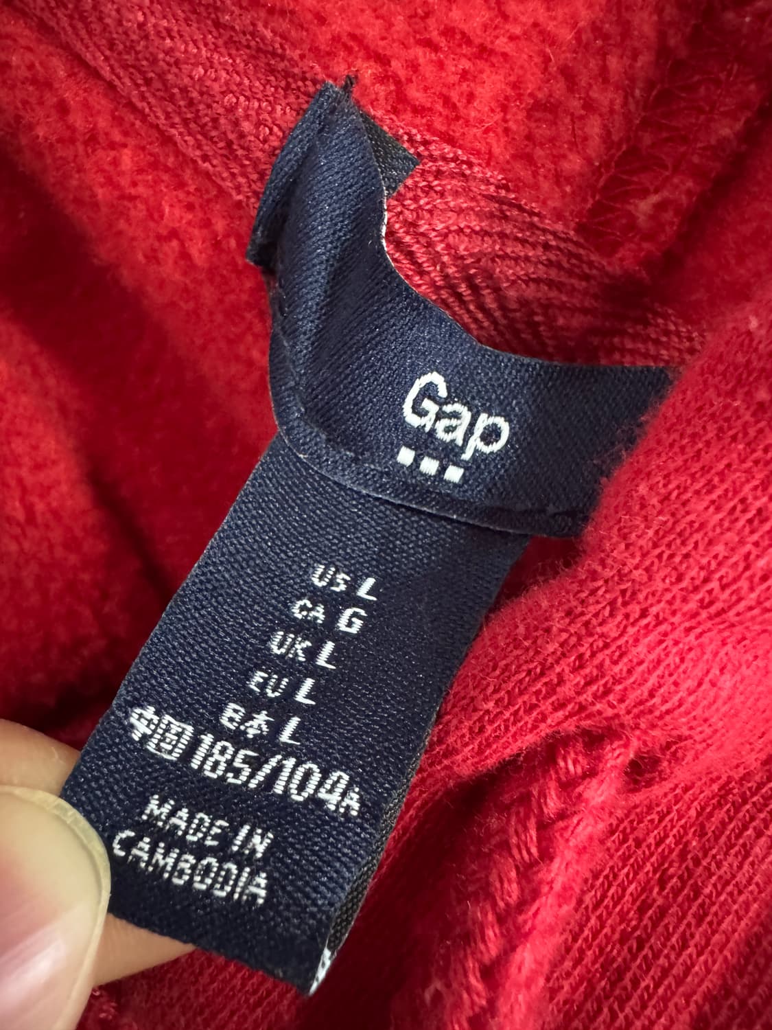 GAP 갭 빅 스펠로고 기모 후드티 L 레드 상품이미지3