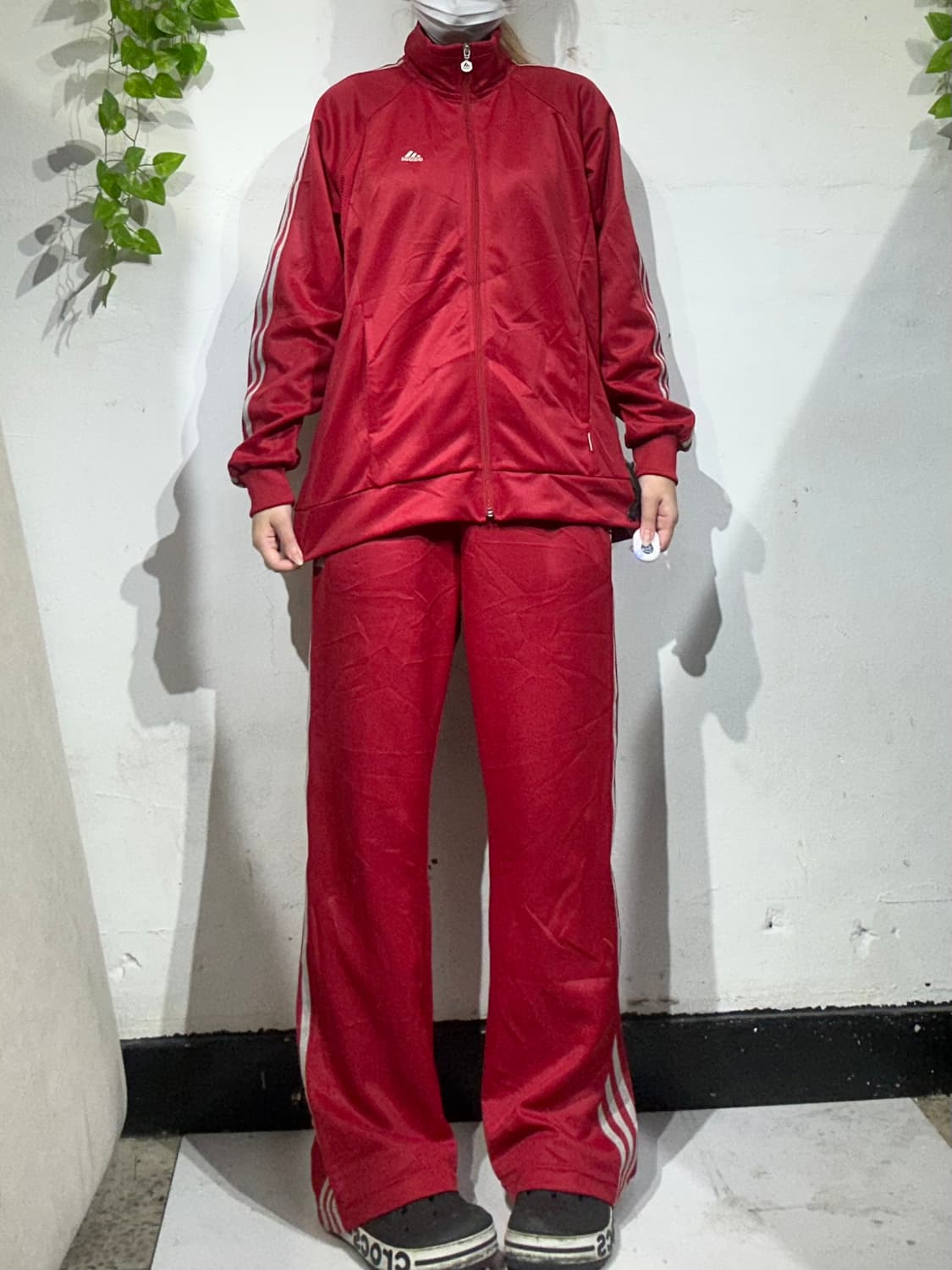 00s 아디다스 레드 화이트 삼선 스몰 로고 트레이닝 셋업 M 상품이미지2