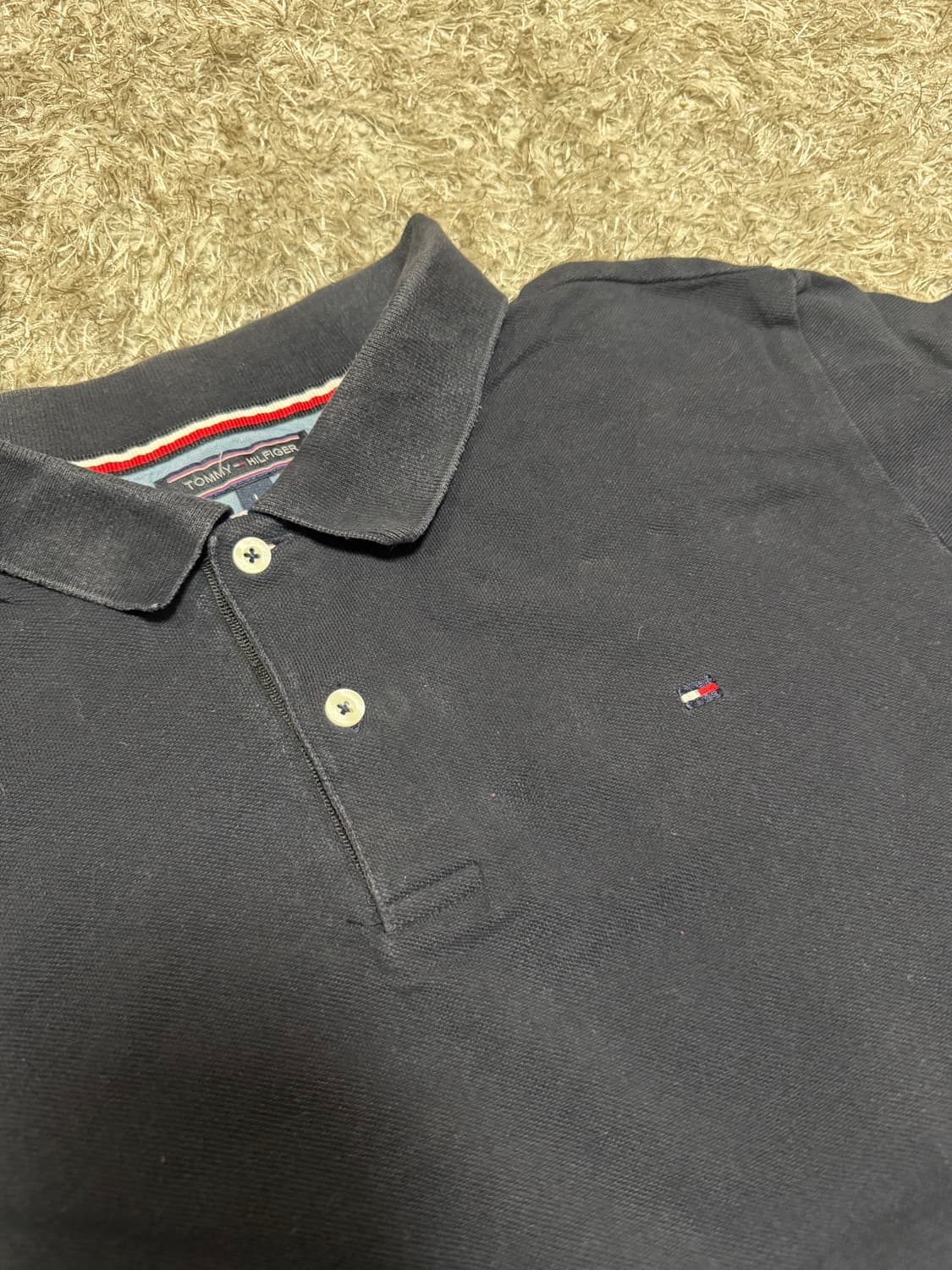 [L] 타미힐피거 슬림핏 반팔 카라티 블랙 상품이미지1