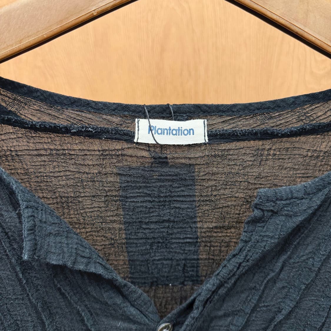 이세이미야케 플랜테이션 블라우스 7부 크링클 절개 라인 디테일 블랙 상품이미지6