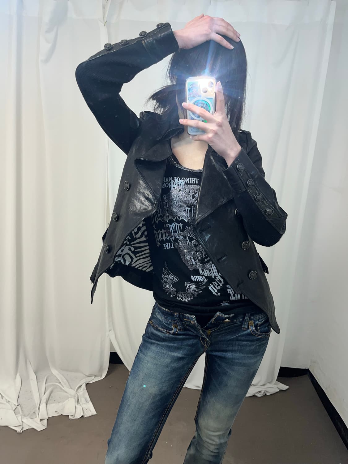 블랙 리얼 레더 나폴레옹 자켓  상품이미지2