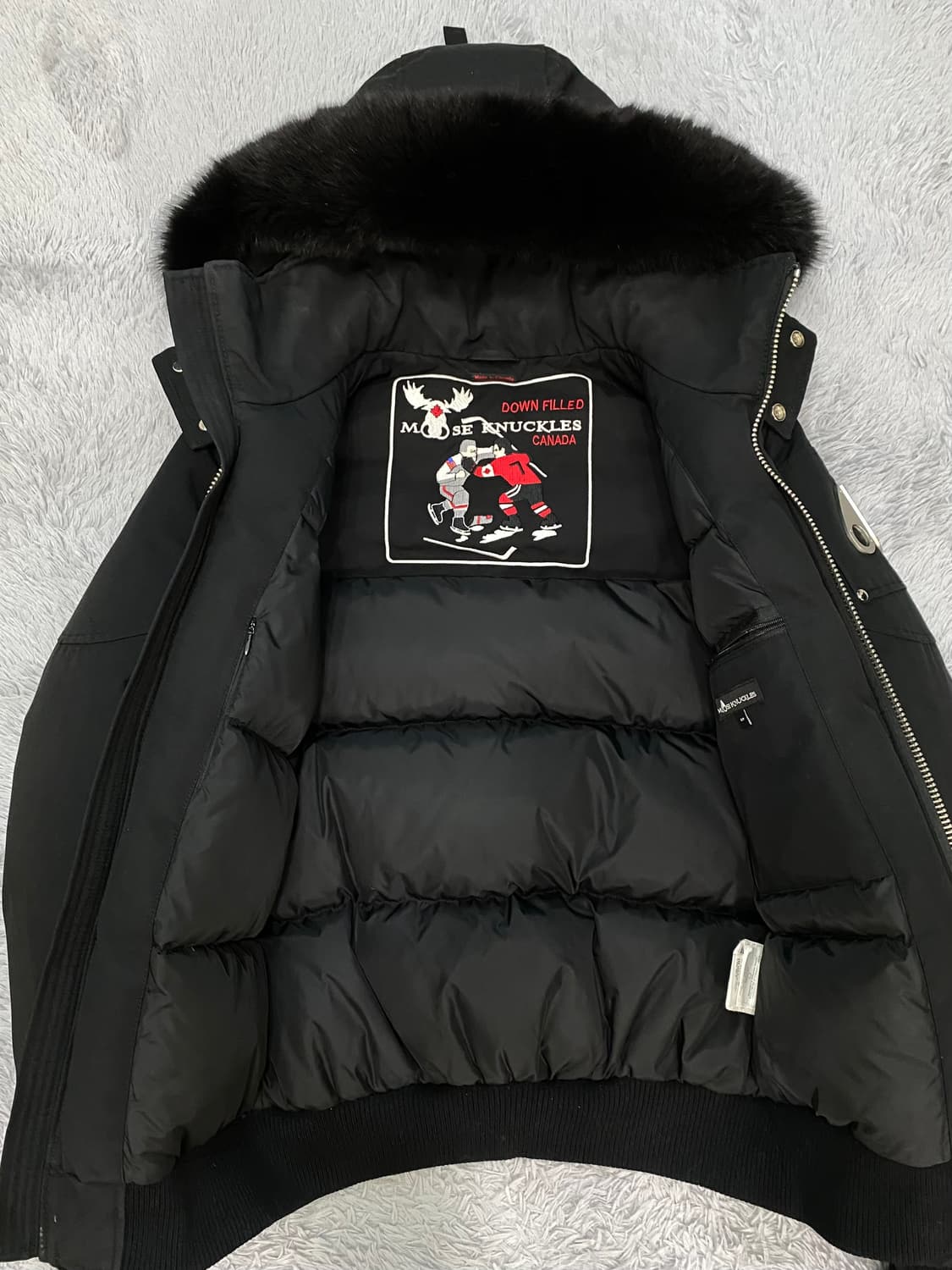 무스너클 발리스틱 봄버 패딩 블랙퍼 은색너클 블랙 S사이즈 상품이미지5