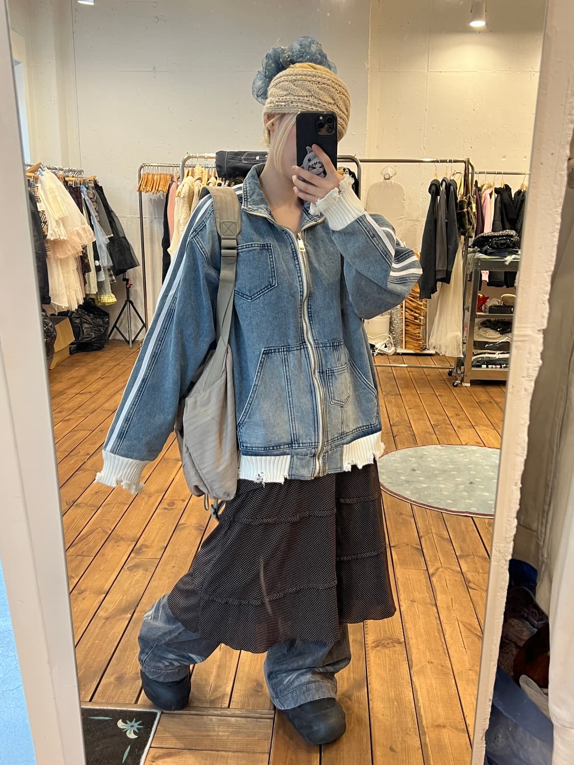 데님 화이트 라인 자켓 상품이미지6