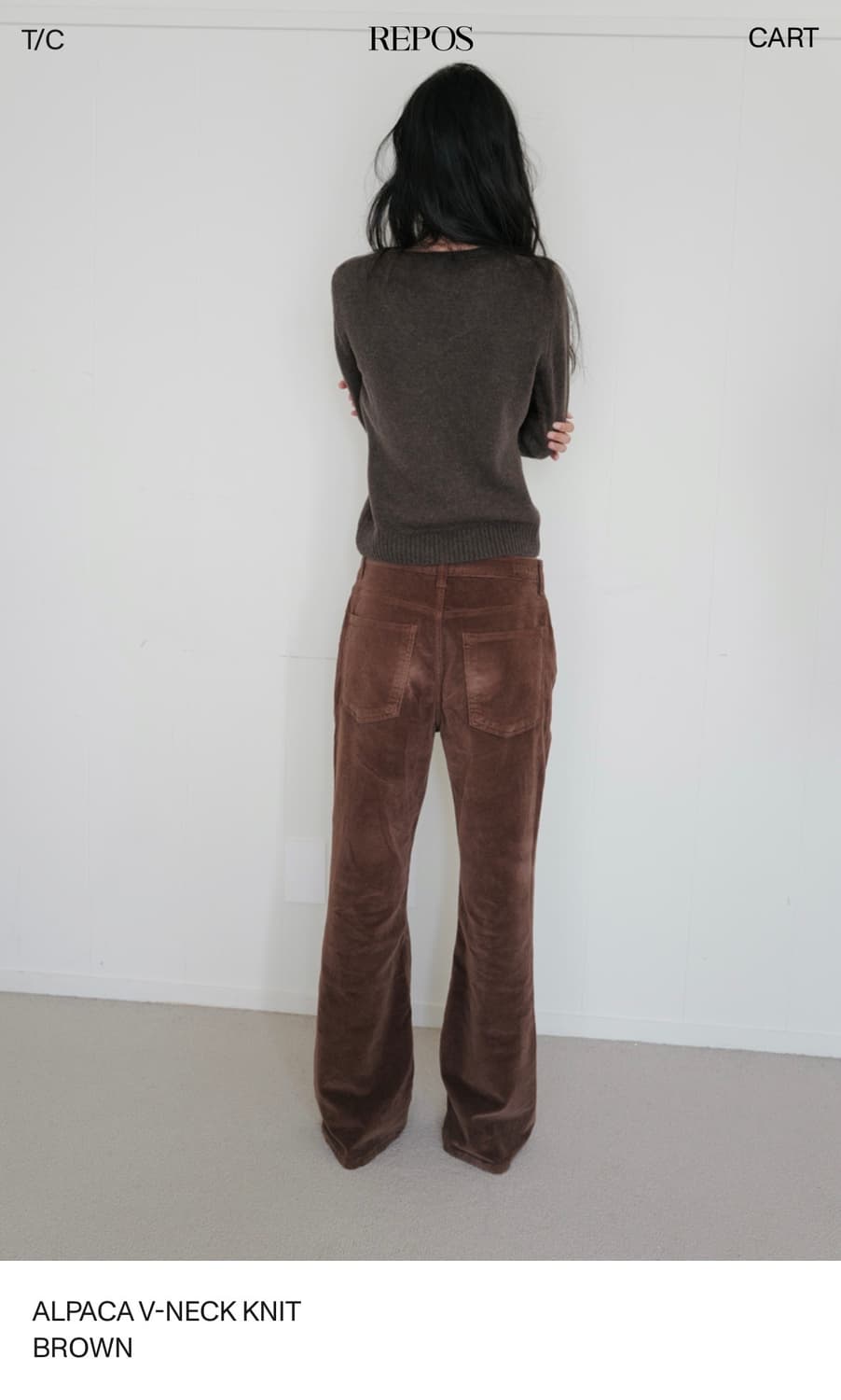ALPACA V-NECK KNIT BROWN (M사이즈) 상품이미지4
