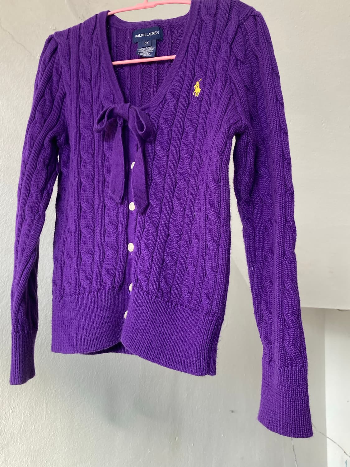 *KIDS* 키즈 랄프로렌 퍼플 리본 꽈배기 가디건 상품이미지3