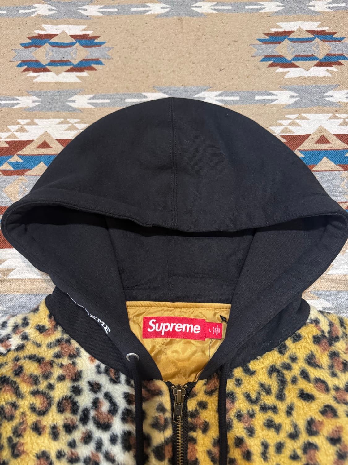 [L] 슈프림 플리스 집업 후드 브라운 레오파드 상품이미지4