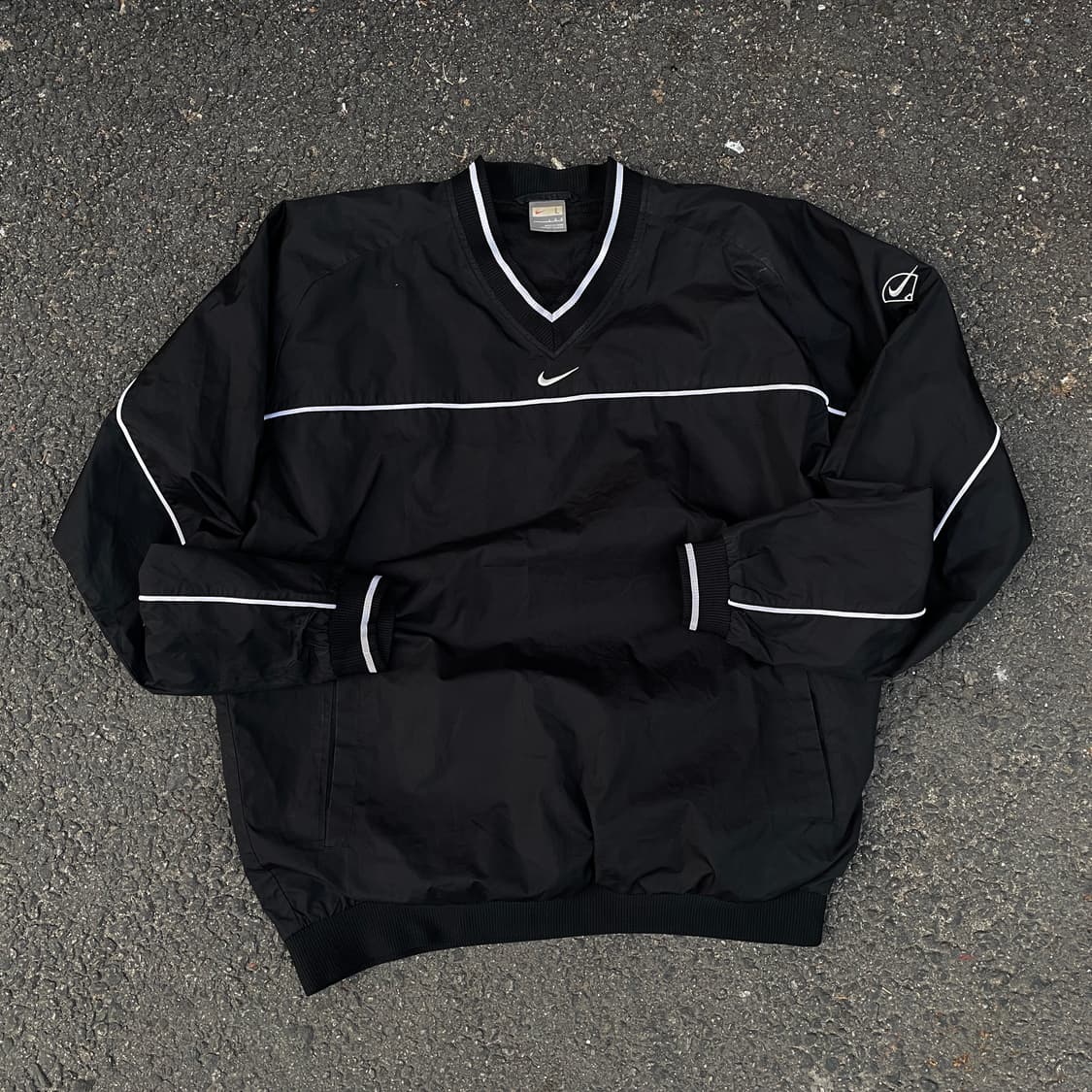 00s 나이키 미드 스우시 자수 올드스쿨 웜업 트랙자켓 바람막이 L 상품이미지3