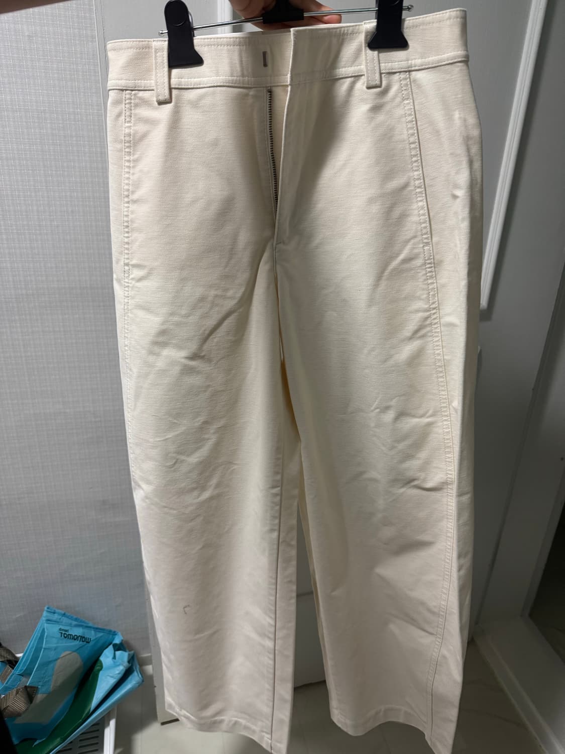 유니클로 저지 배럴 레그 팬츠 오프화이트 S (새상품) 상품이미지3
