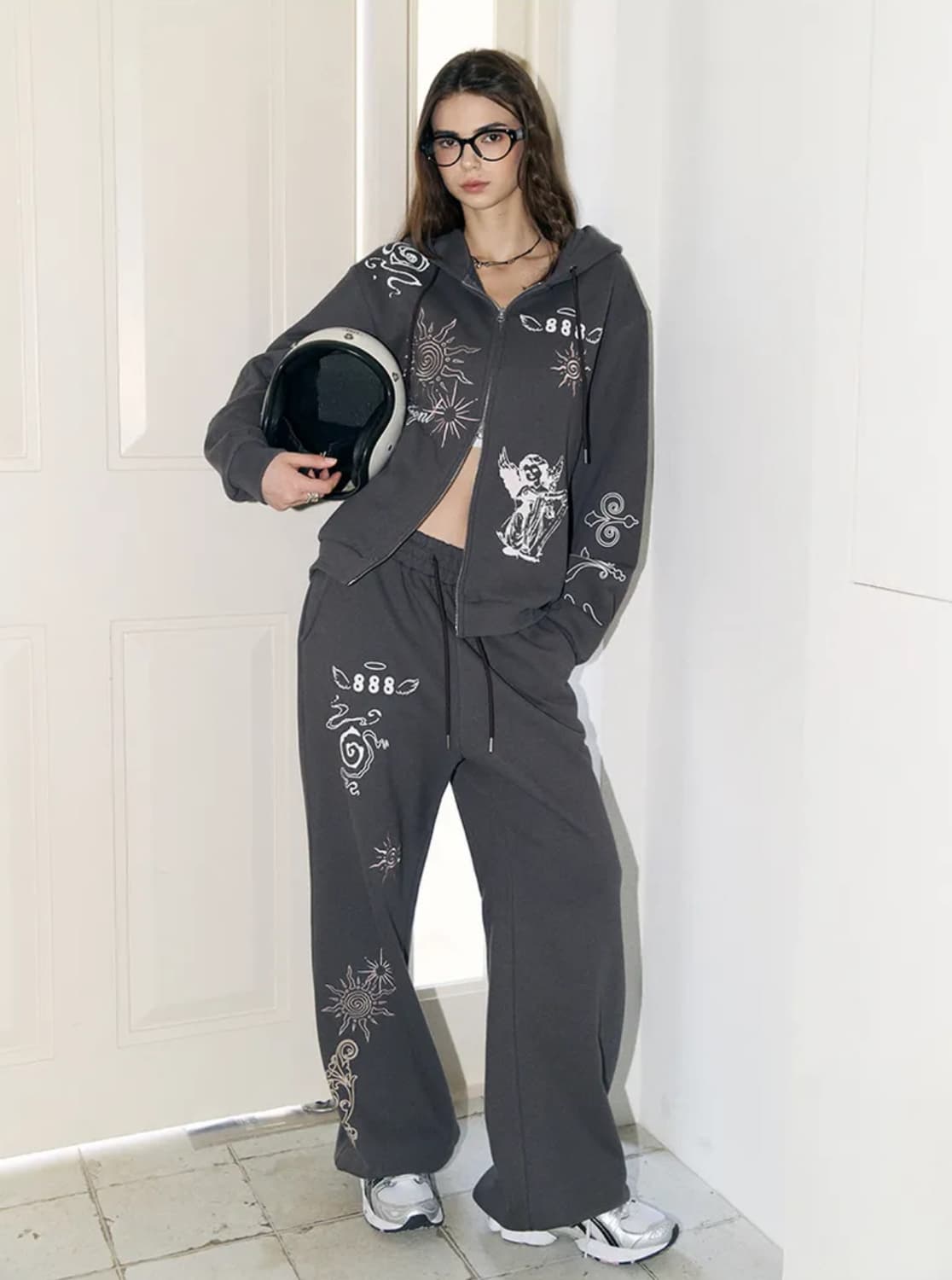 라티젠 엔젤 후드집업 팬치 셋업 (차콜) 상품이미지2