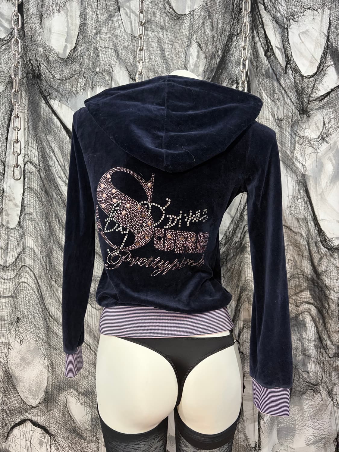 00‘s cubic Detail Velvet Hoodie Zip up 상품이미지6