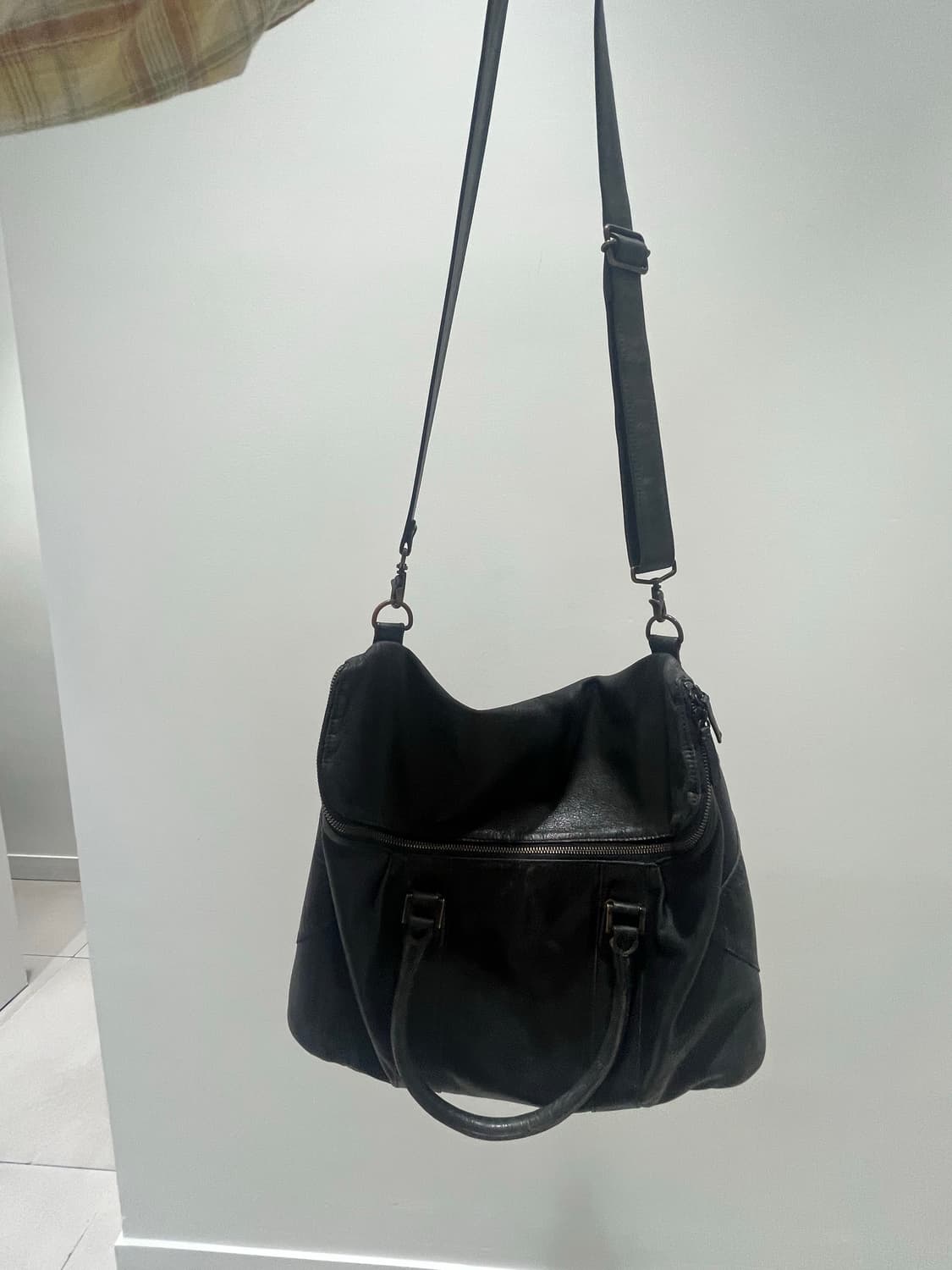 Yohji Yamamoto Pour Homme 말가죽 이중 크로스 토드백 상품이미지4