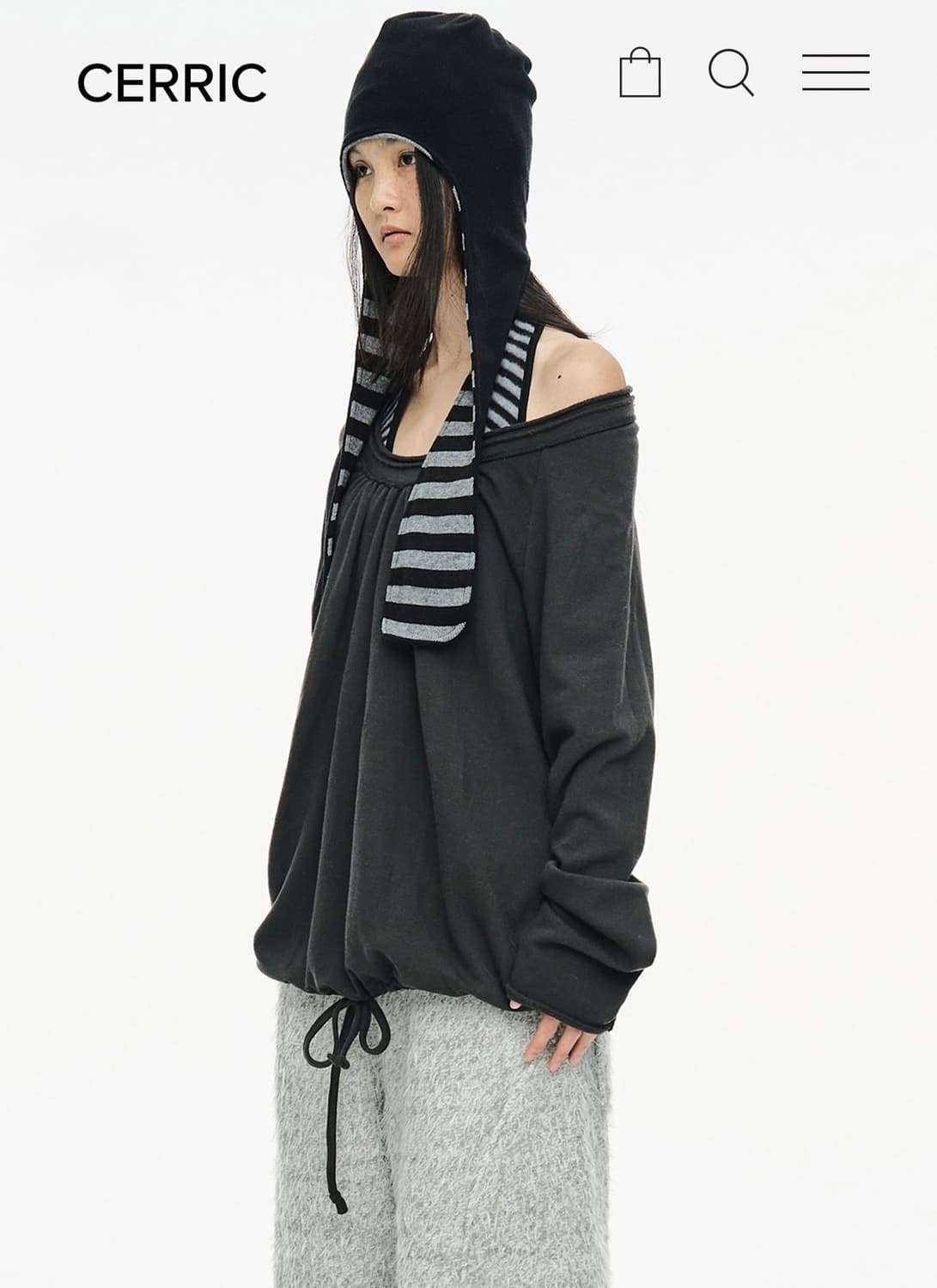 Cerric Round Hem String Top 챠콜 세릭 스트링탑 상품이미지2