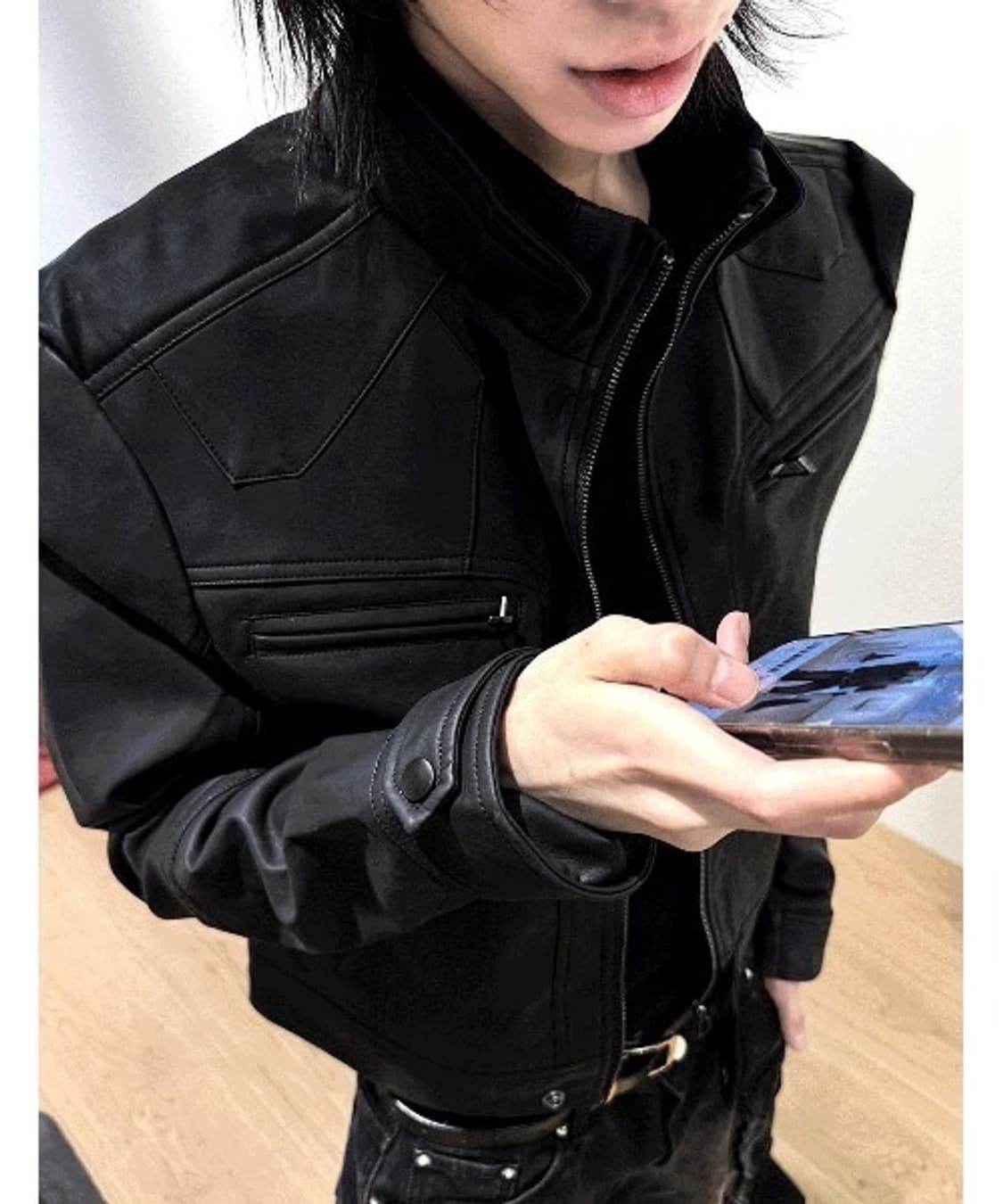 빈티지 바이커 절개 레더 자켓 상품이미지3