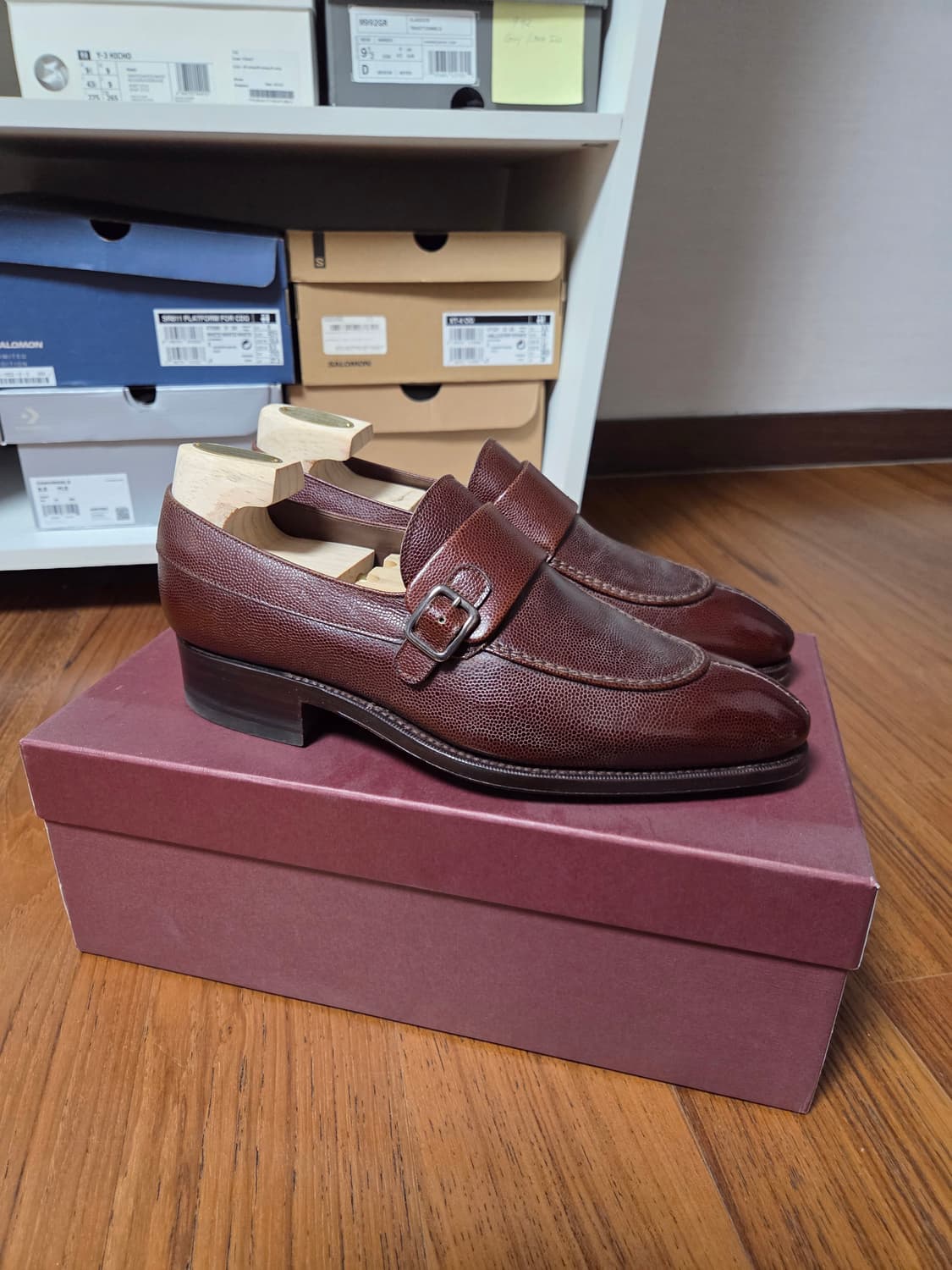 Carmina 버건디 그레인 레더 몽크 스트랩 로퍼 상품이미지3