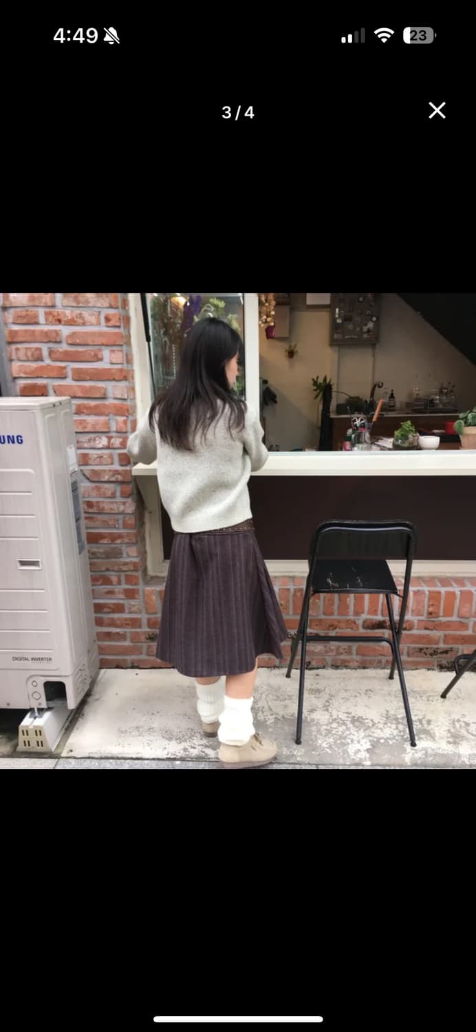 브라운 플레어 미디 스커트 상품이미지2