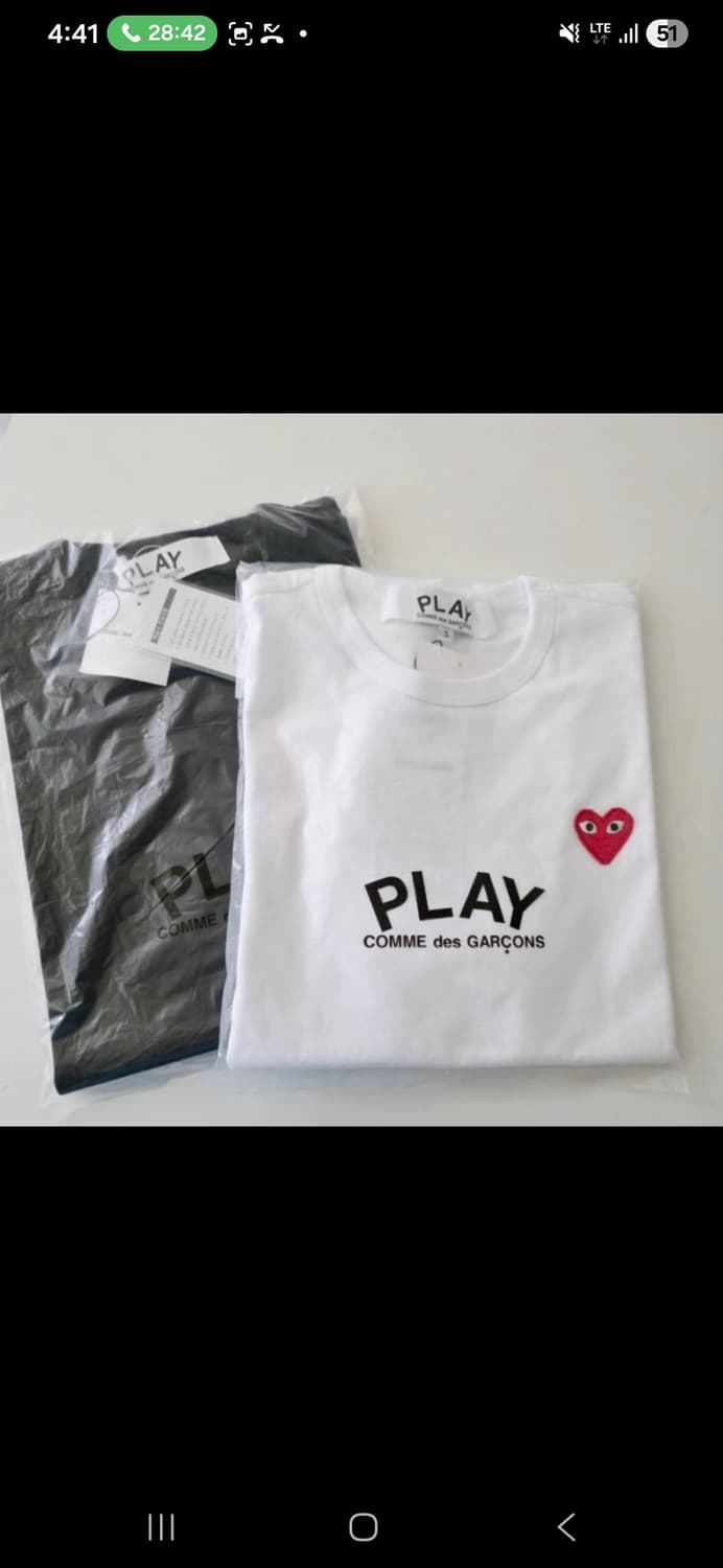 꼼데 하트 로고 화이트 반팔티 XL(새상품) 상품이미지3