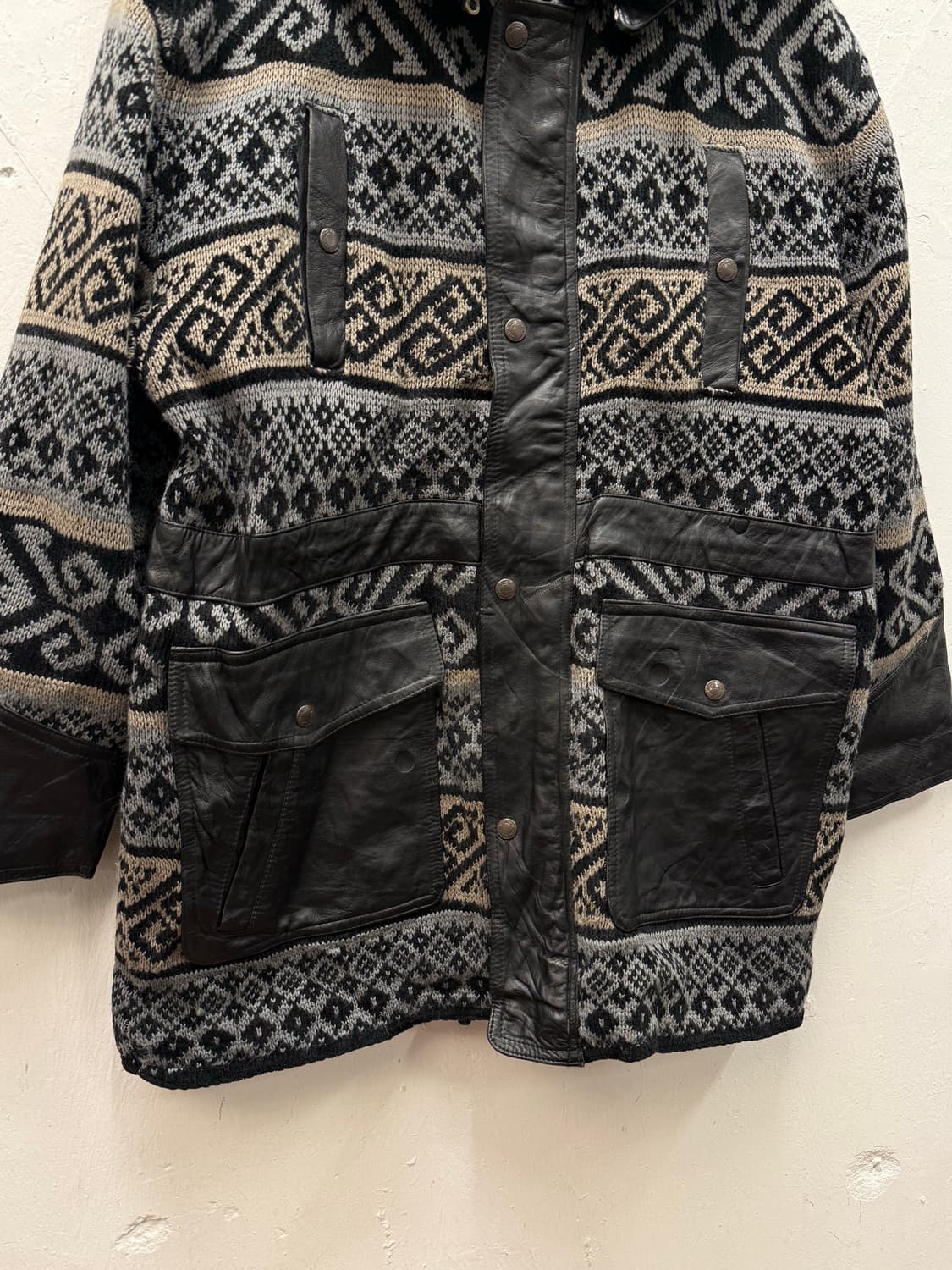 L) WIND ARMOR Leather Mixed Knit Jacket 상품이미지3