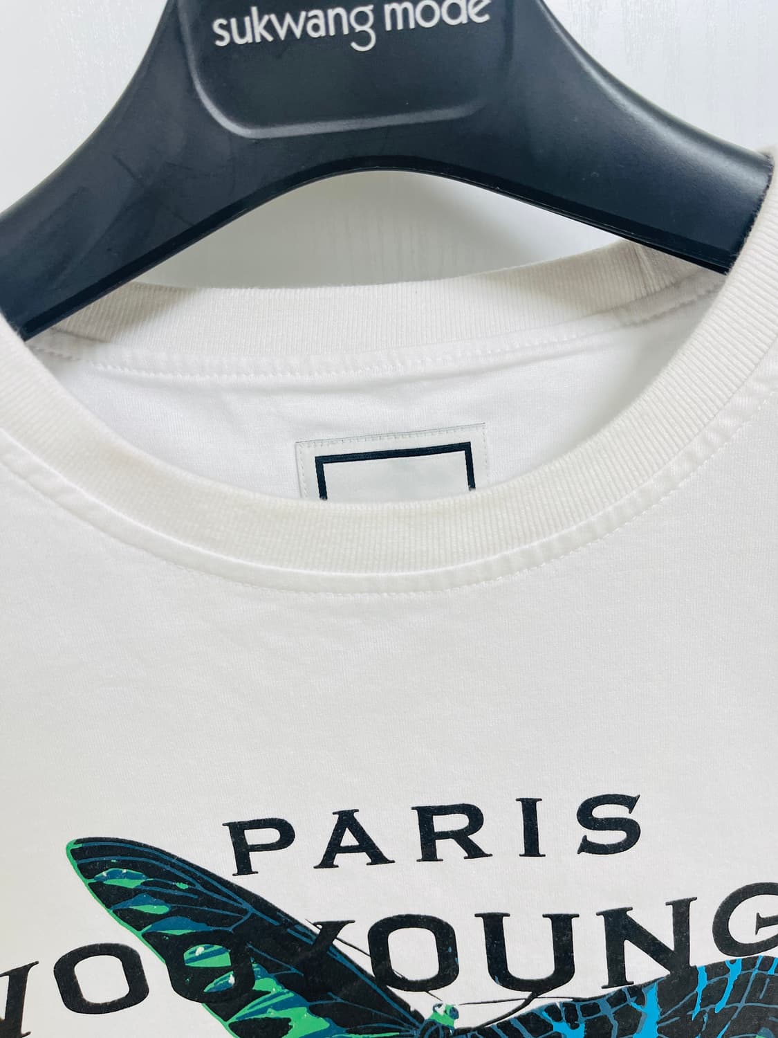 우영미 나비 백로고 티셔츠 화이트 50 상품이미지4